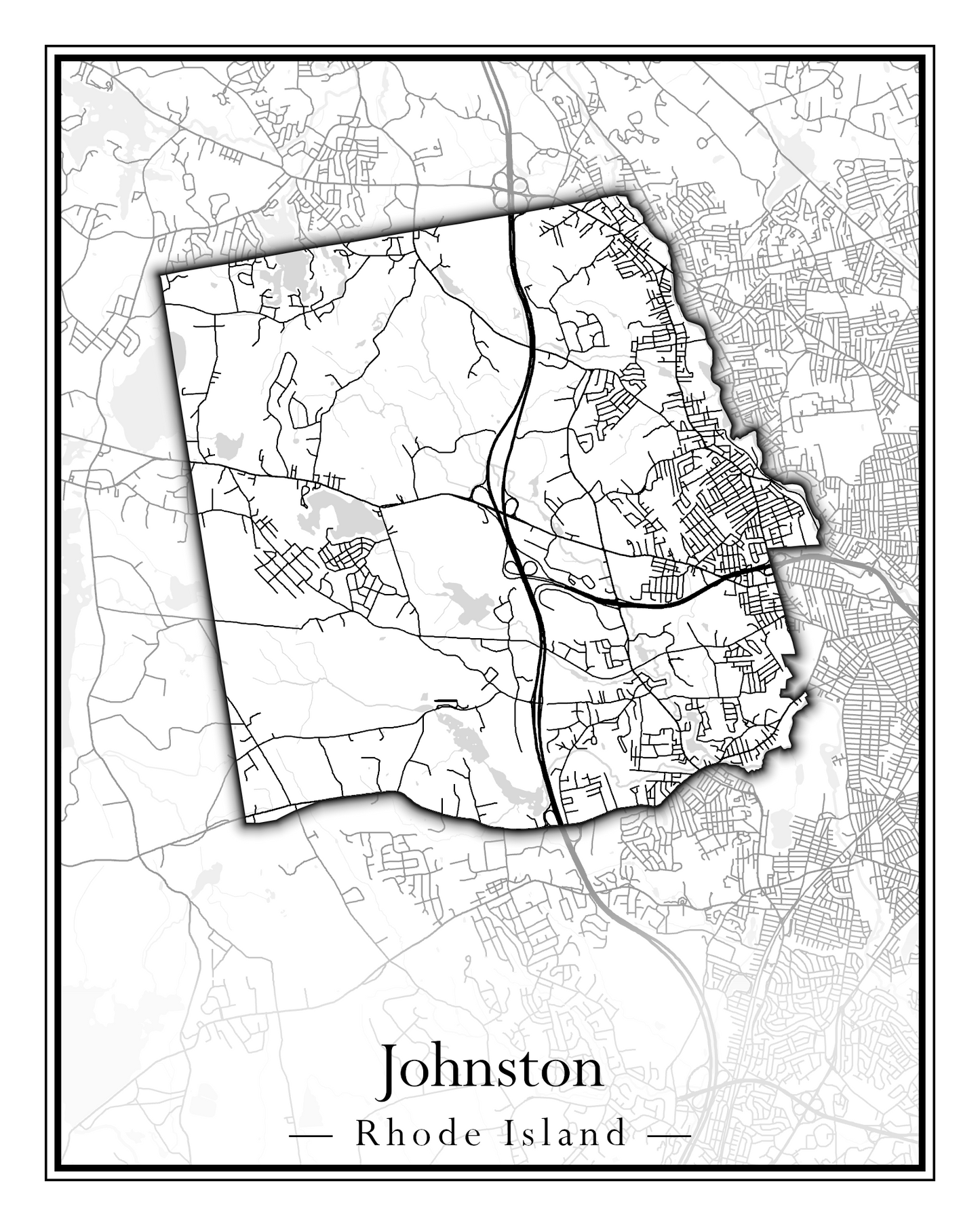 Rhode Island Towns - Street Map (Glocester - Johnston)