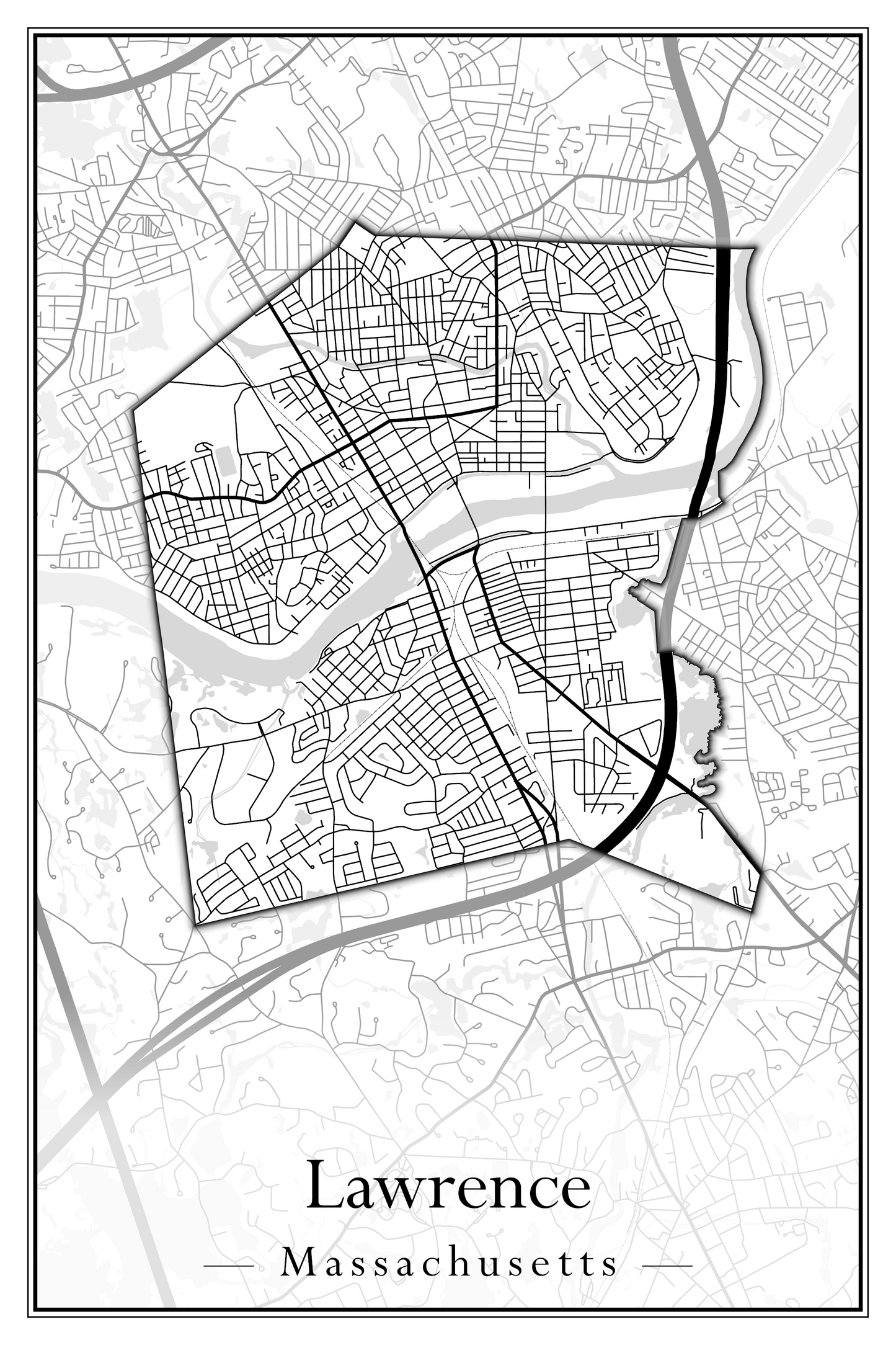 Massachusetts Towns - Street Map (Lawrence - Lenox)