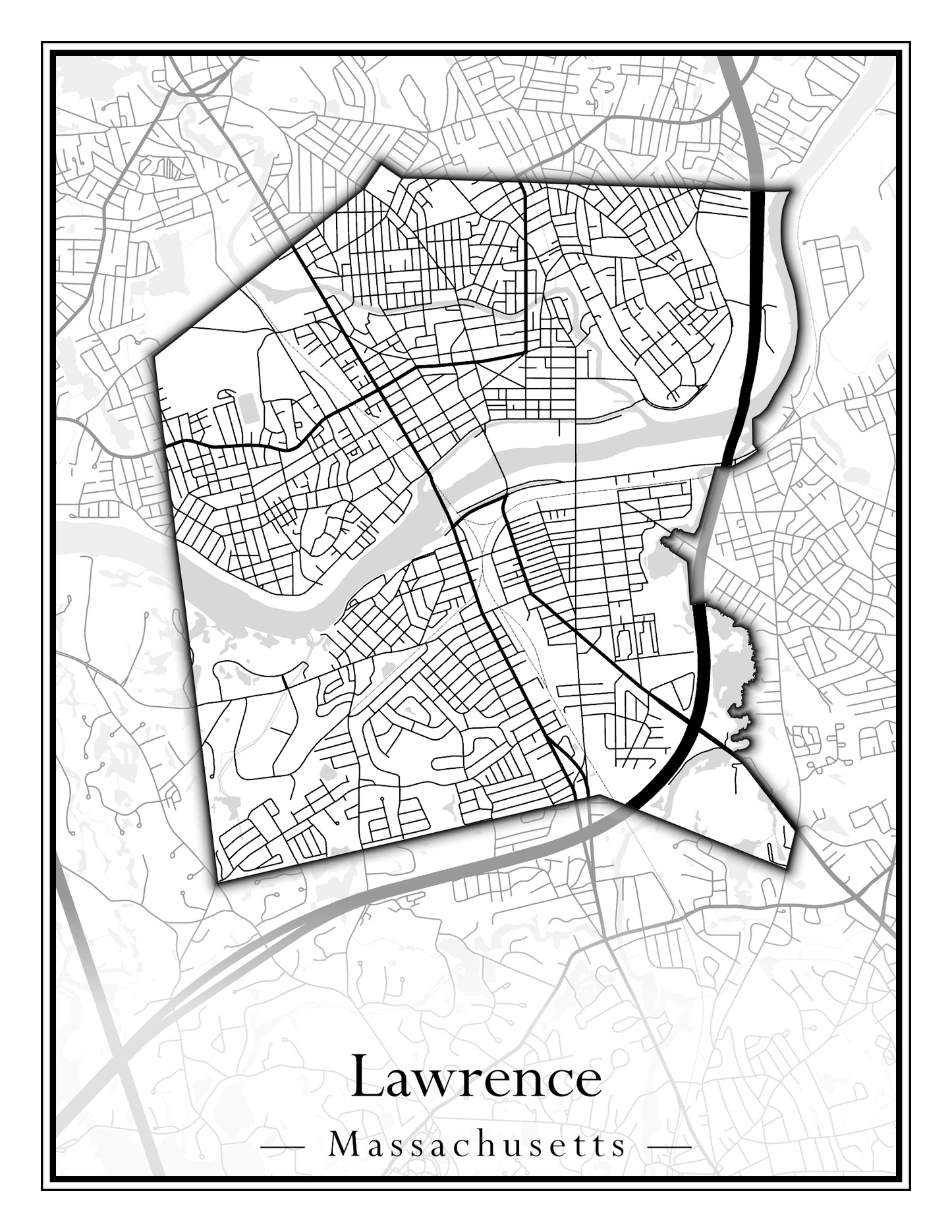 Massachusetts Towns - Street Map (Lawrence - Lenox)