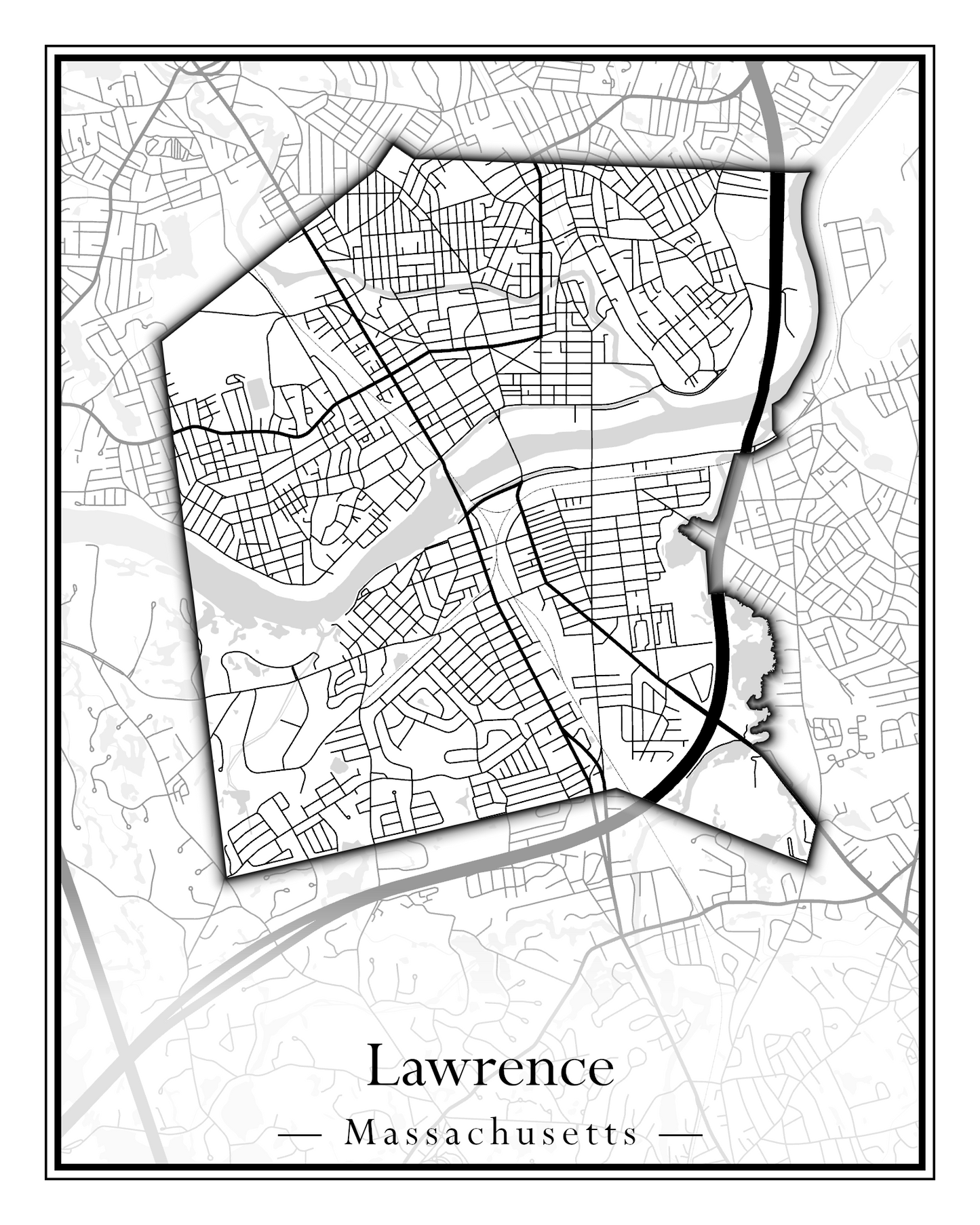 Massachusetts Towns - Street Map (Lawrence - Lenox)