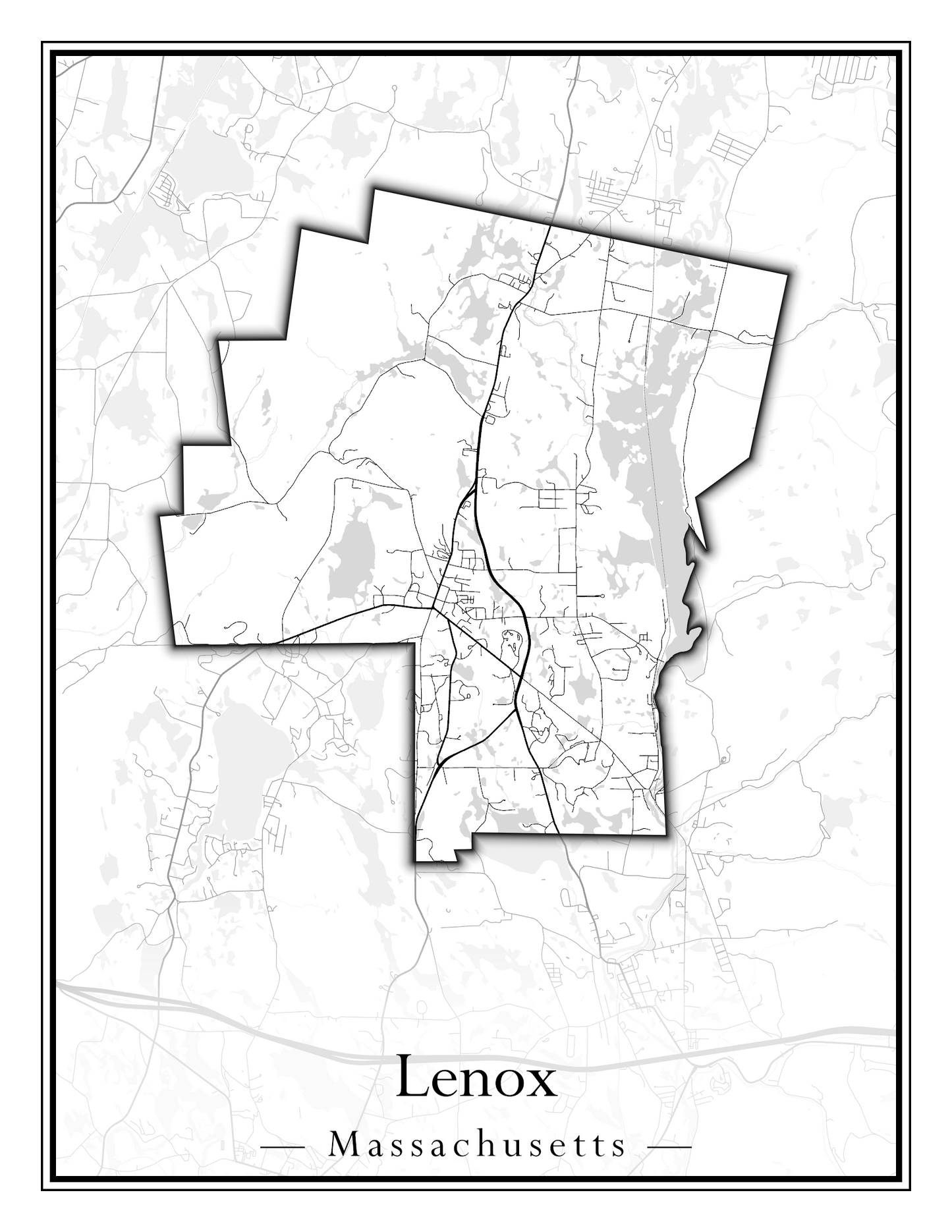 Massachusetts Towns - Street Map (Lawrence - Lenox)