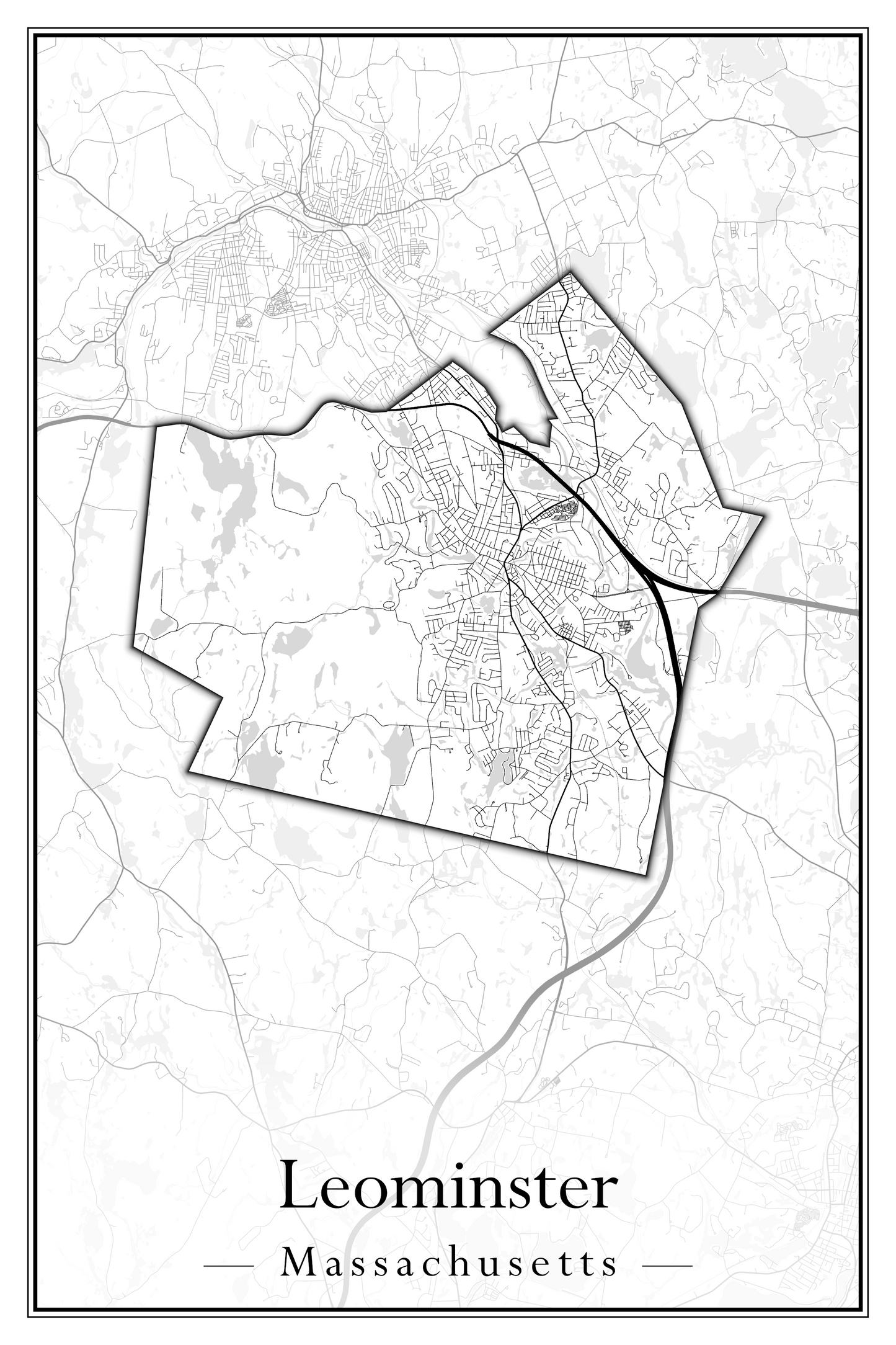 Massachusetts Towns - Street Map (Leominster - Leyden)