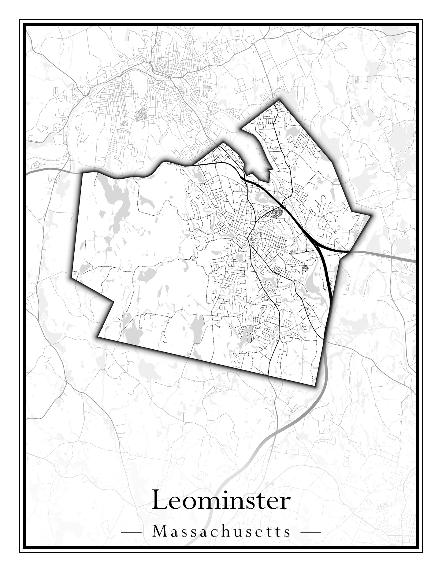 Massachusetts Towns - Street Map (Leominster - Leyden)