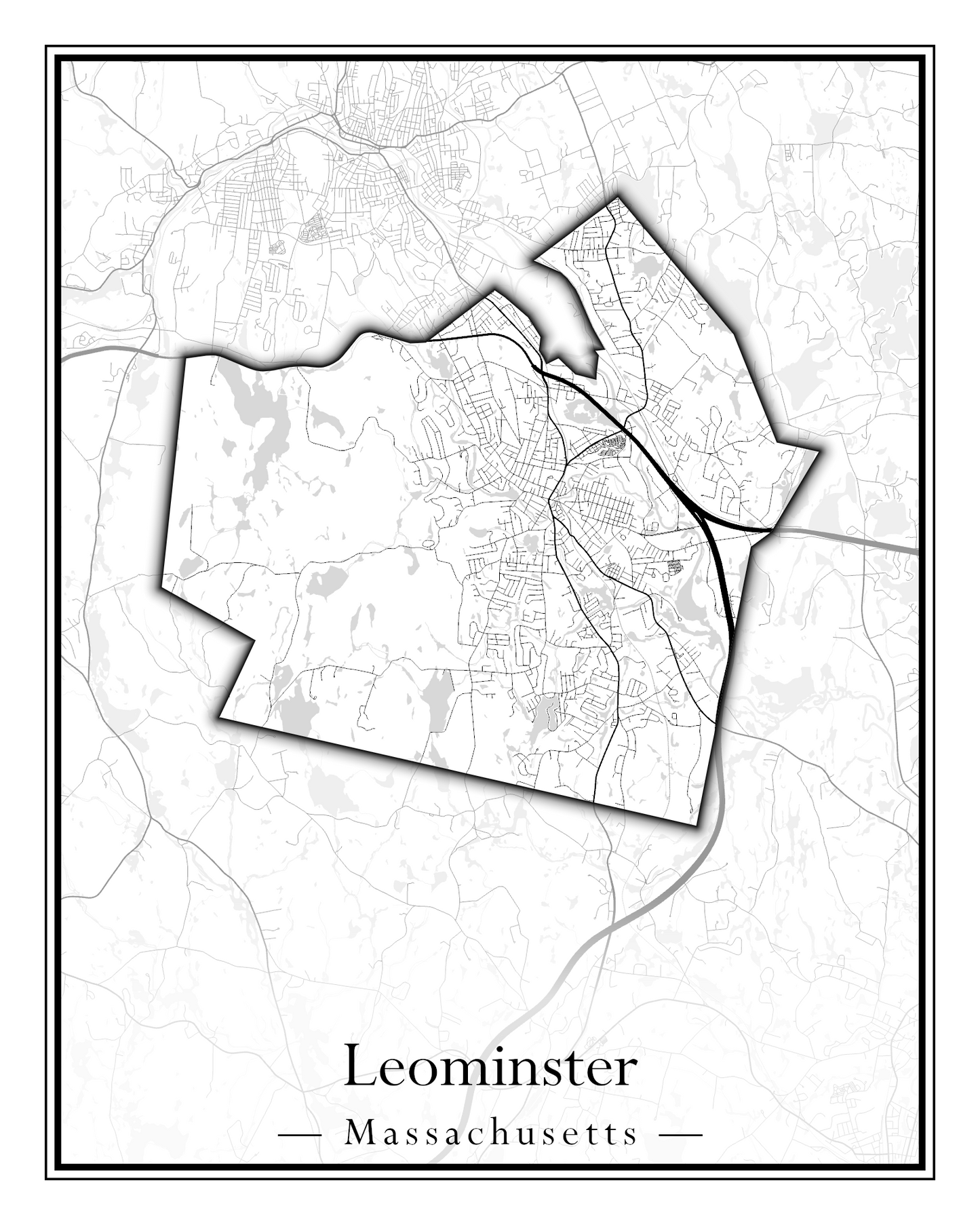 Massachusetts Towns - Street Map (Leominster - Leyden)