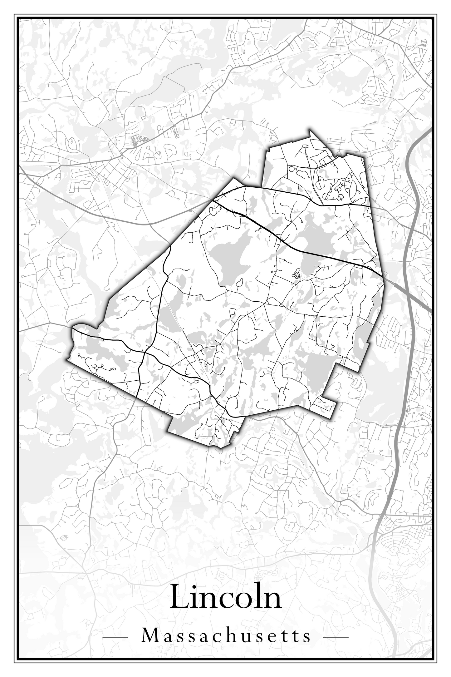 Massachusetts Towns - Street Map (Lincoln - Lowell)