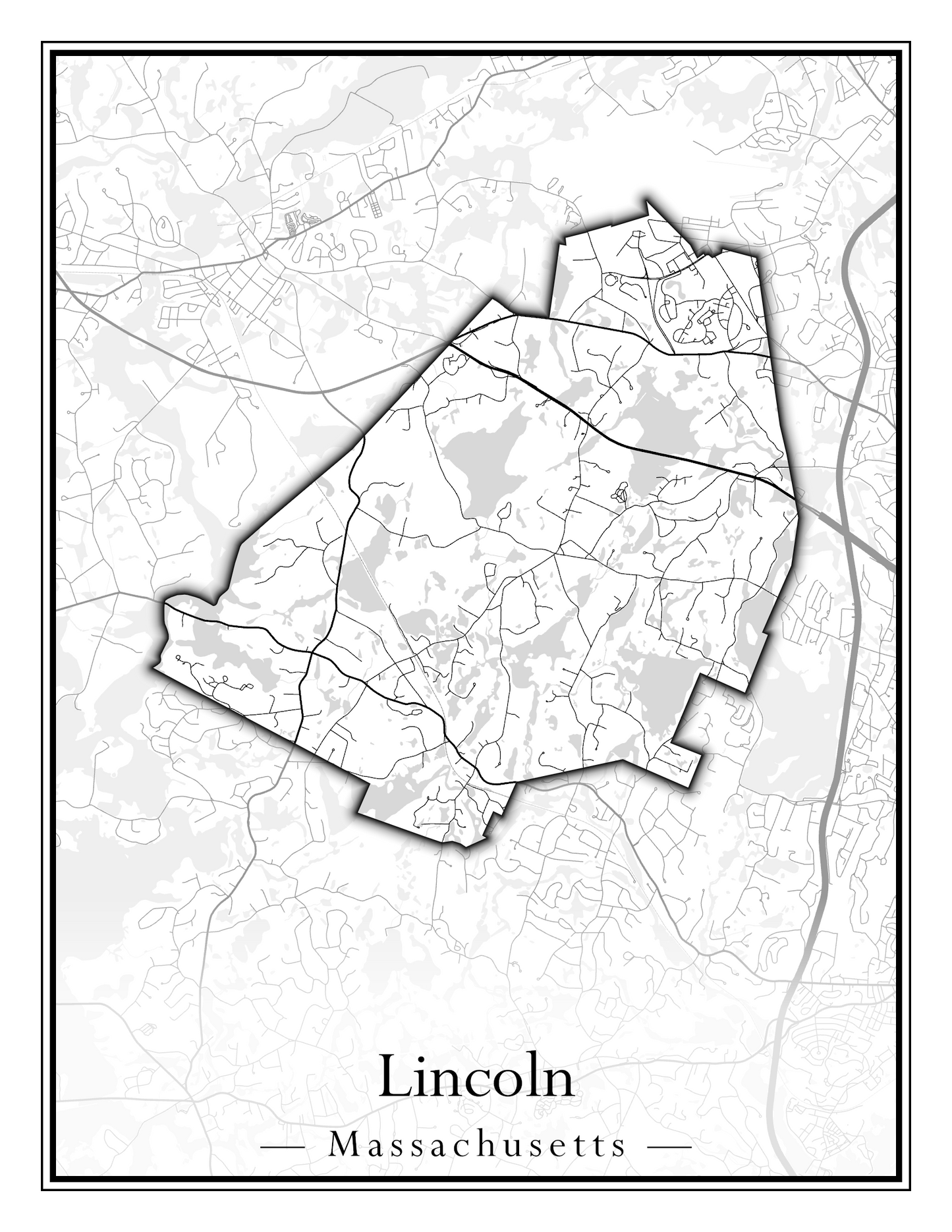 Massachusetts Towns - Street Map (Lincoln - Lowell)