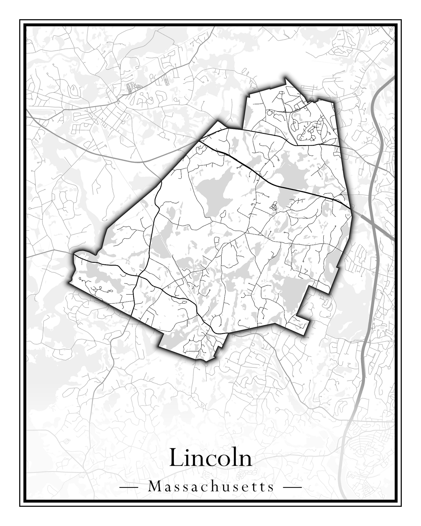 Massachusetts Towns - Street Map (Lincoln - Lowell)