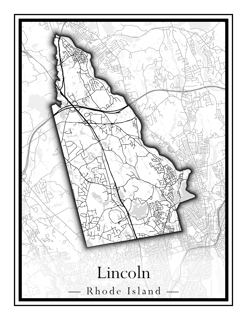 Rhode Island Towns - Street Map (Lincoln - Narragansett)