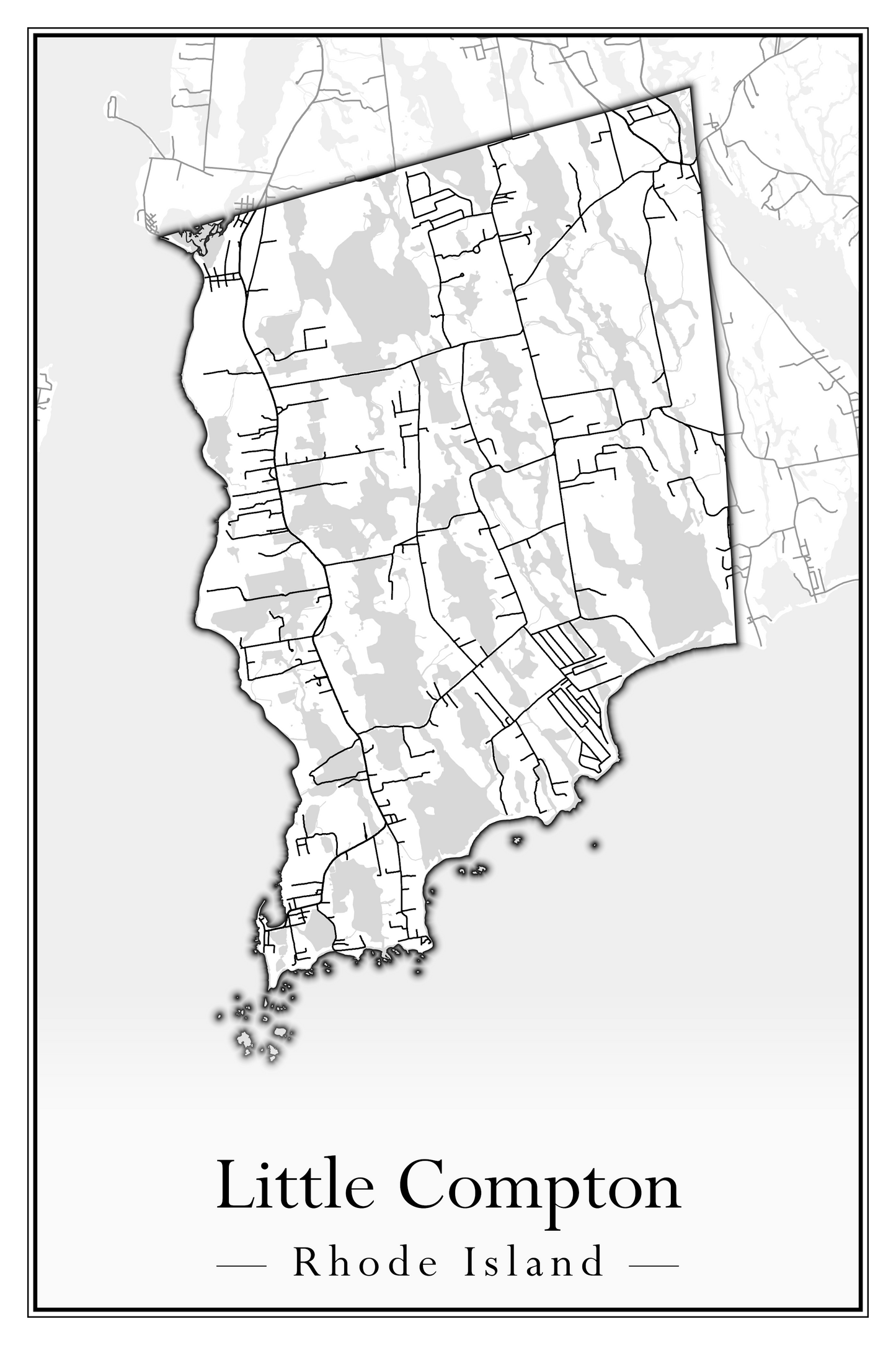 Rhode Island Towns - Street Map (Lincoln - Narragansett)