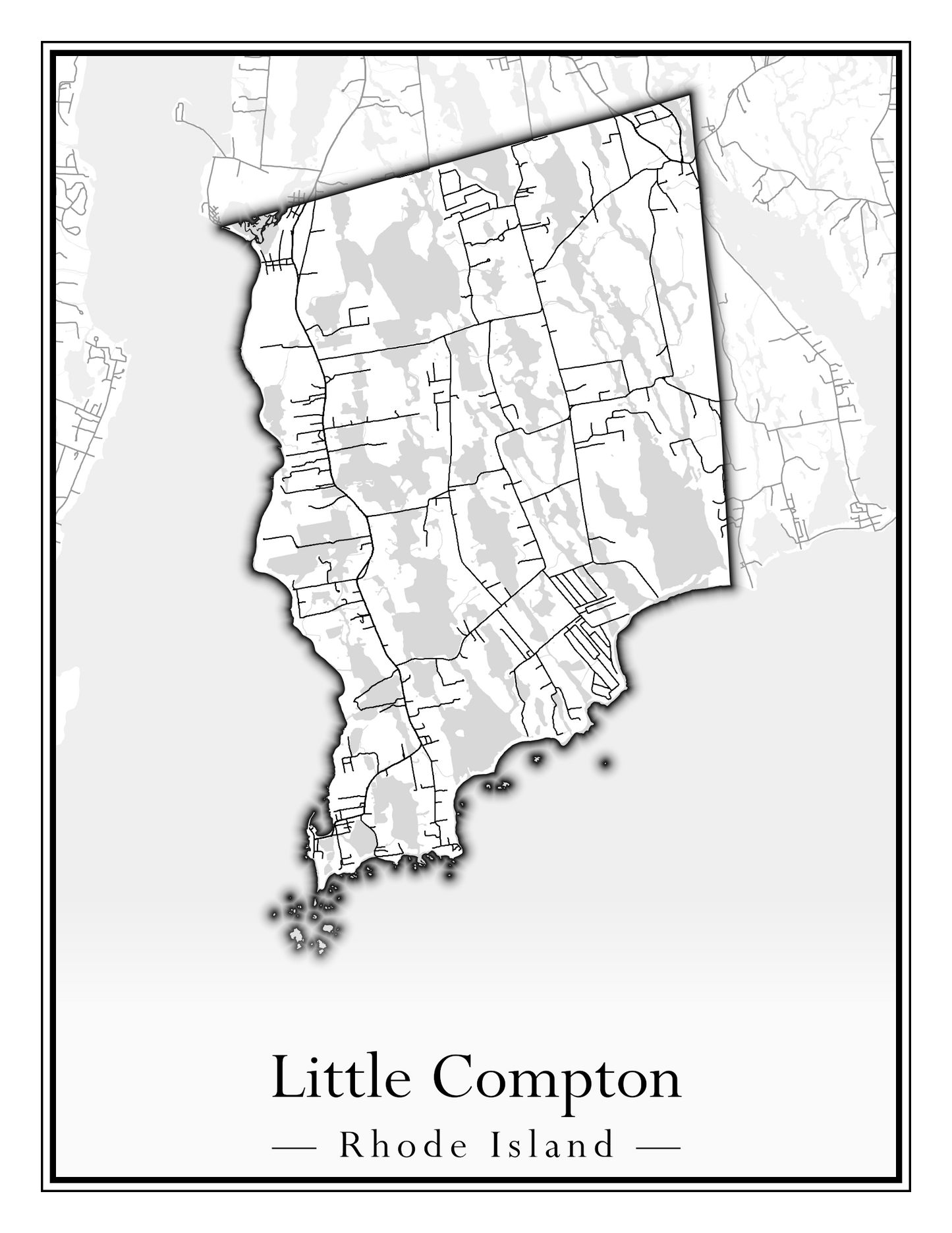 Rhode Island Towns - Street Map (Lincoln - Narragansett)