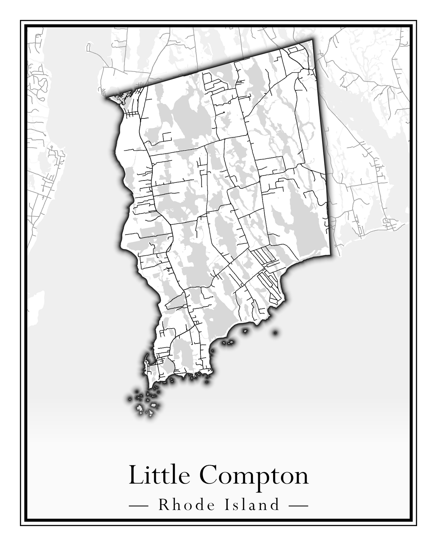 Rhode Island Towns - Street Map (Lincoln - Narragansett)