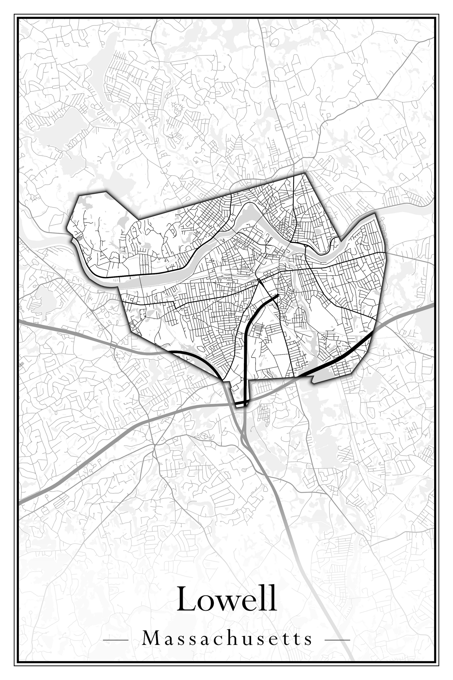 Massachusetts Towns - Street Map (Lincoln - Lowell)