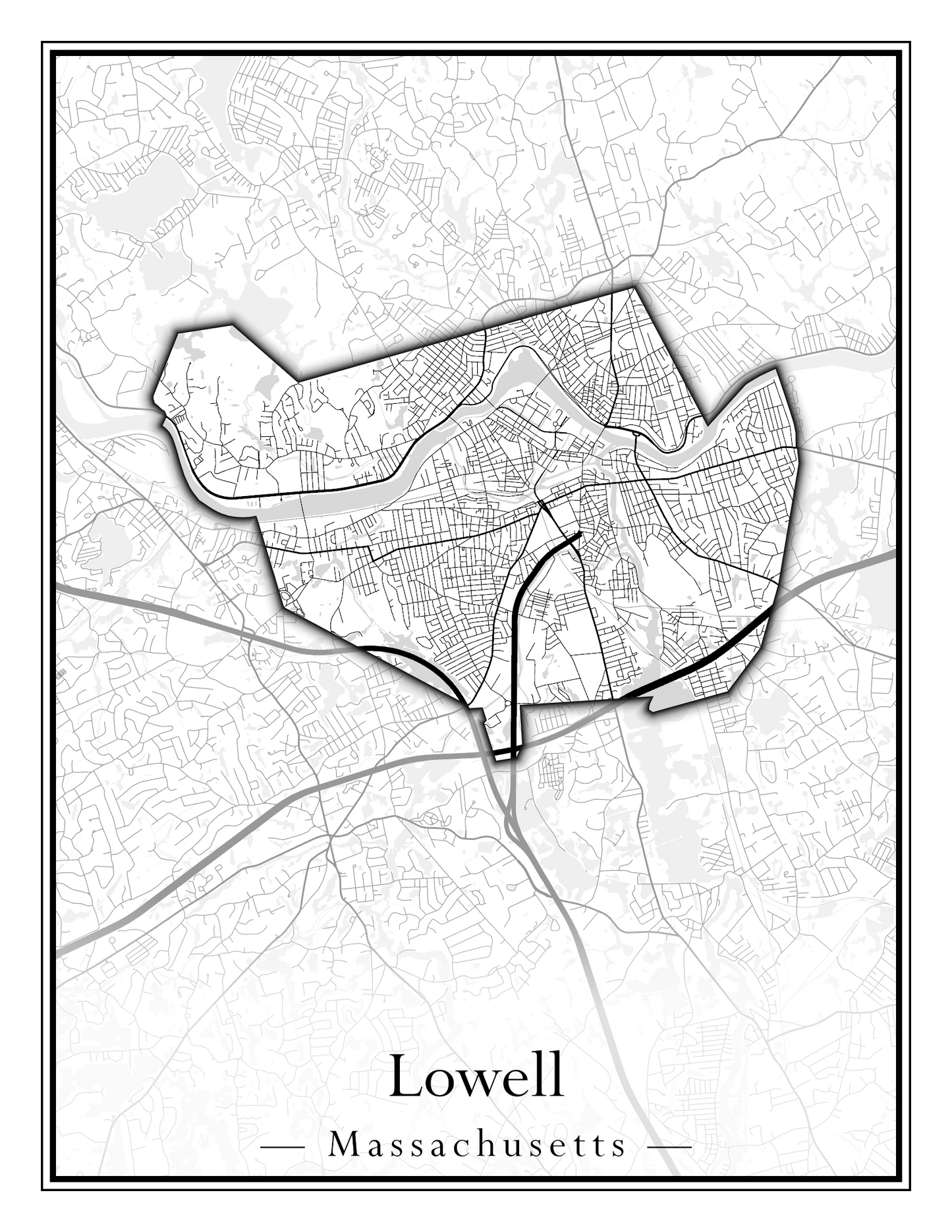 Massachusetts Towns - Street Map (Lincoln - Lowell)