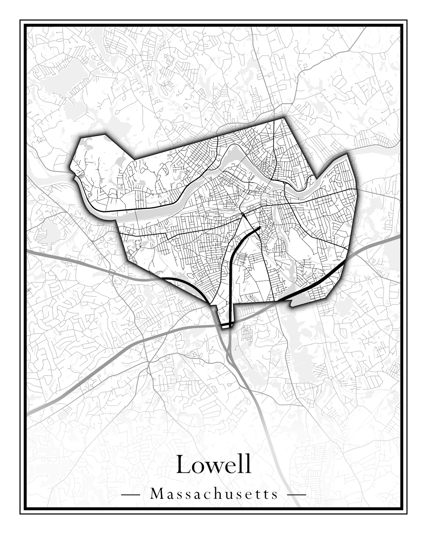 Massachusetts Towns - Street Map (Lincoln - Lowell)