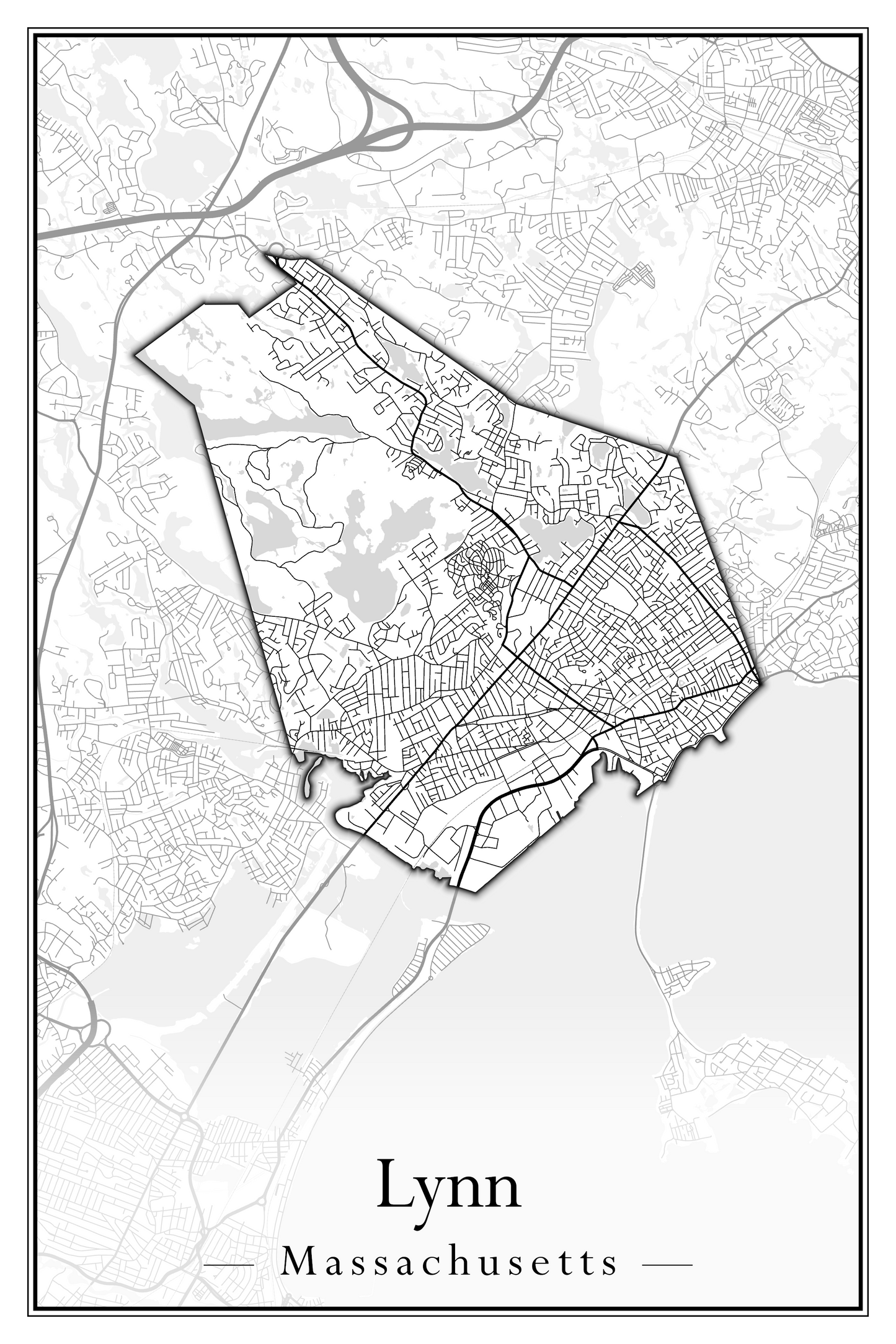 Massachusetts Towns - Street Map (Ludlow - Lynnfield)