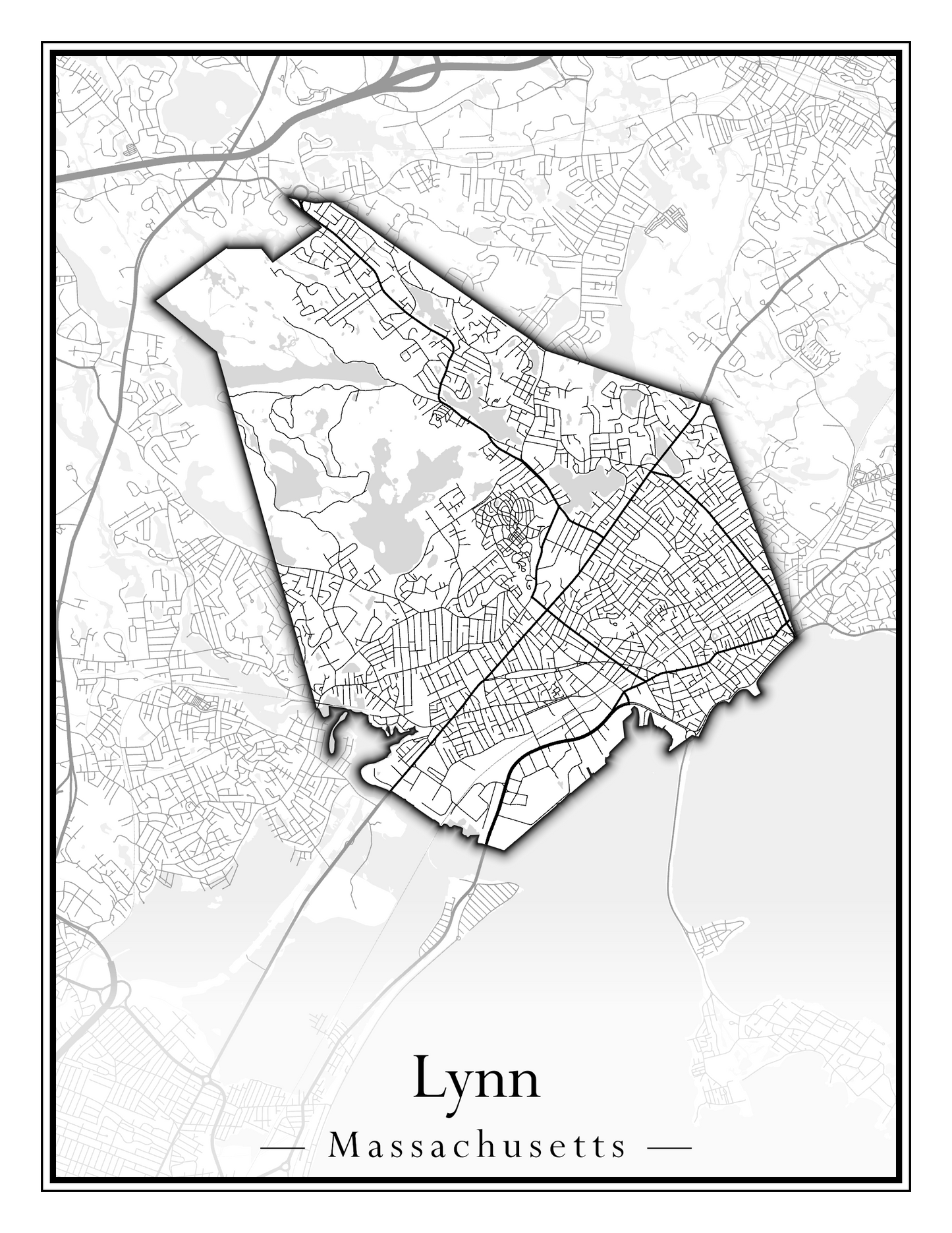 Massachusetts Towns - Street Map (Ludlow - Lynnfield)