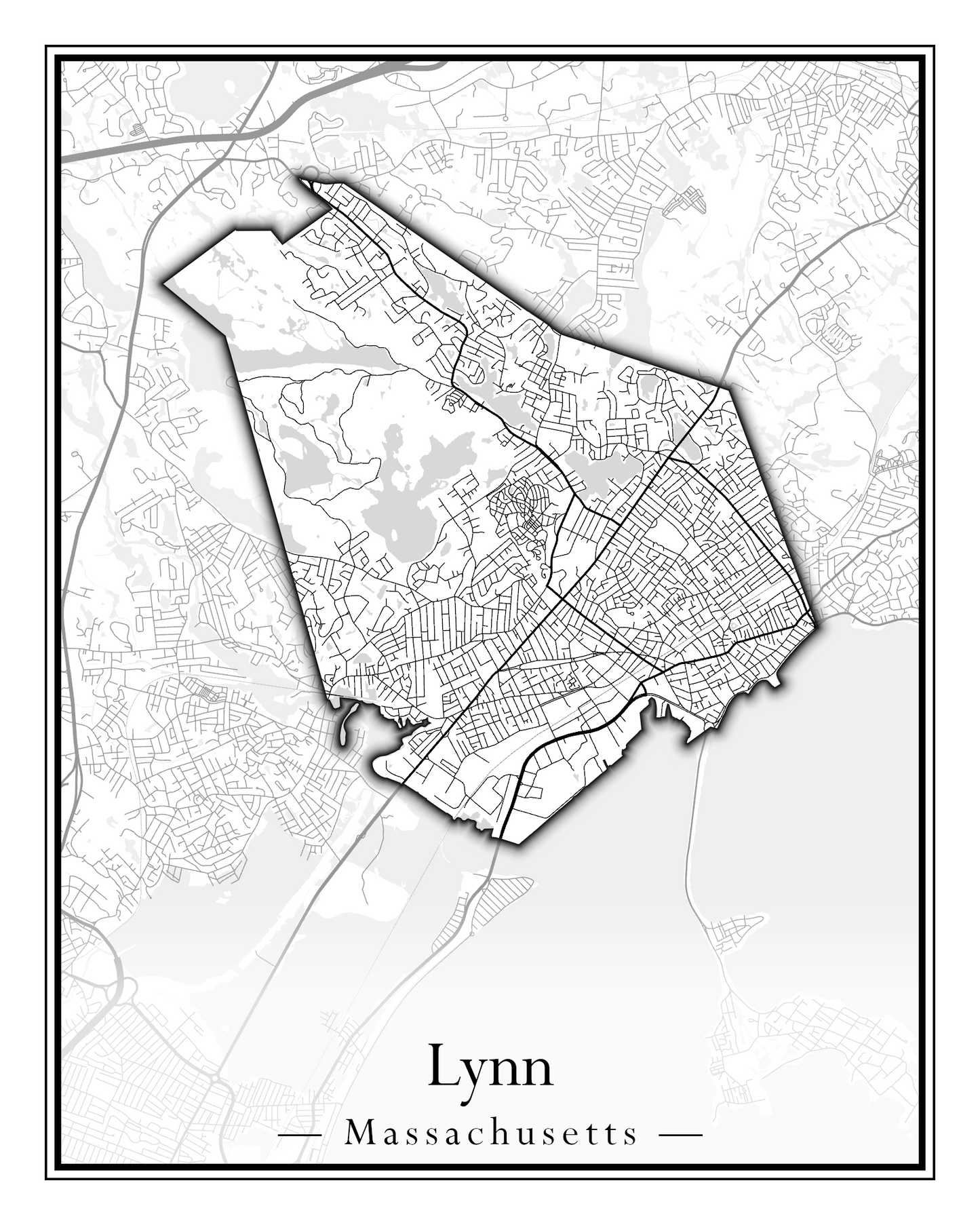 Massachusetts Towns - Street Map (Ludlow - Lynnfield)