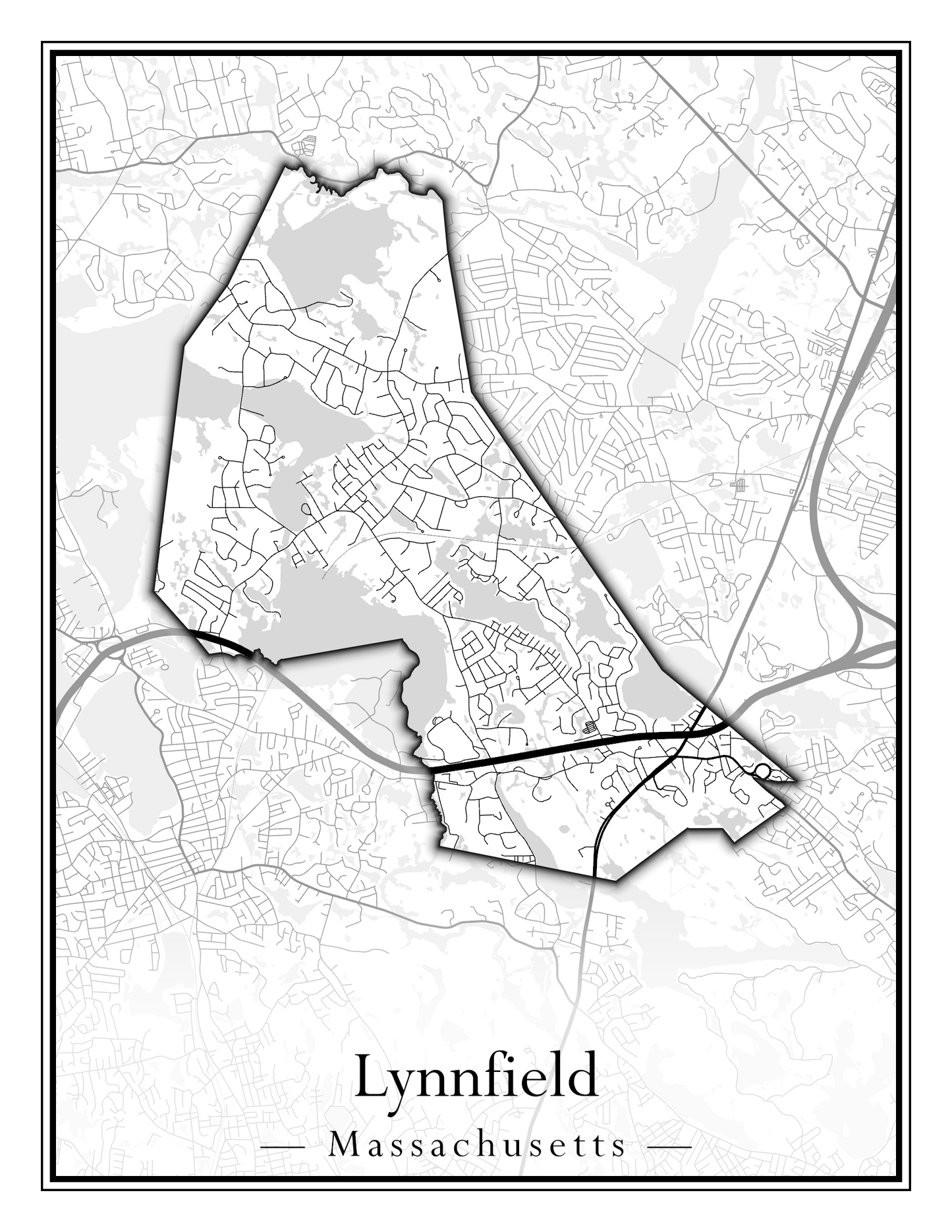 Massachusetts Towns - Street Map (Ludlow - Lynnfield)