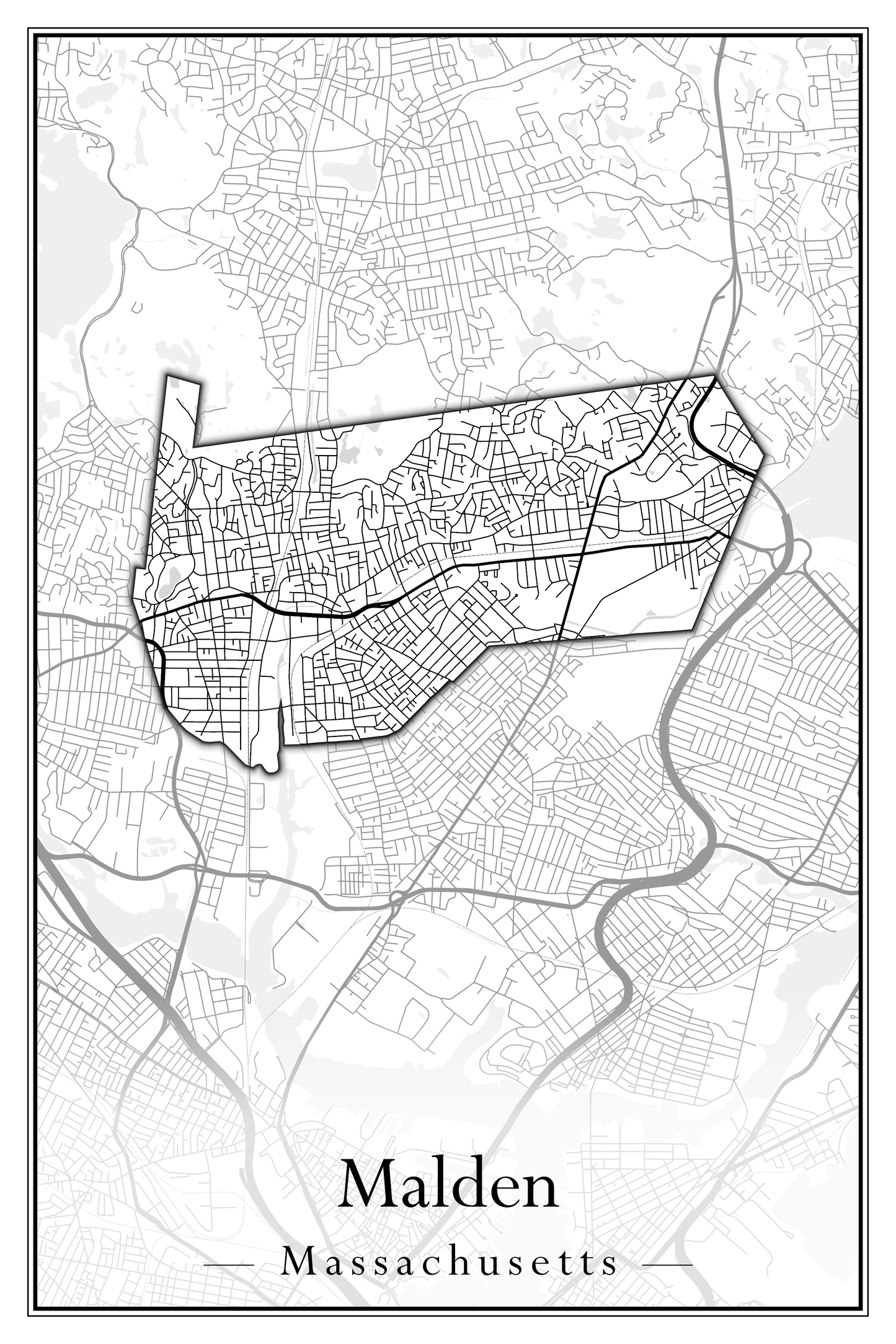 Massachusetts Towns - Street Map (Malden - Marblehead)