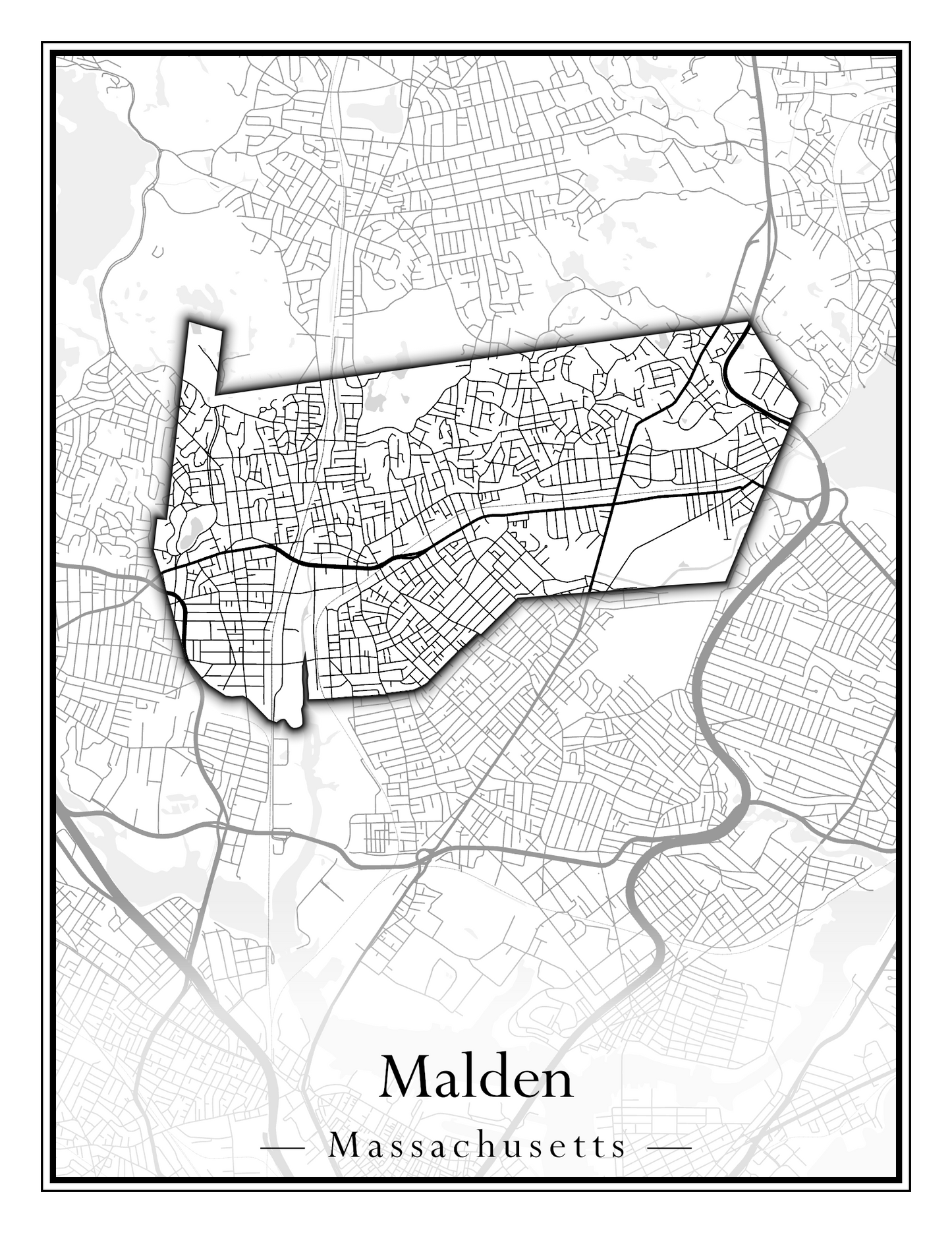 Massachusetts Towns - Street Map (Malden - Marblehead)