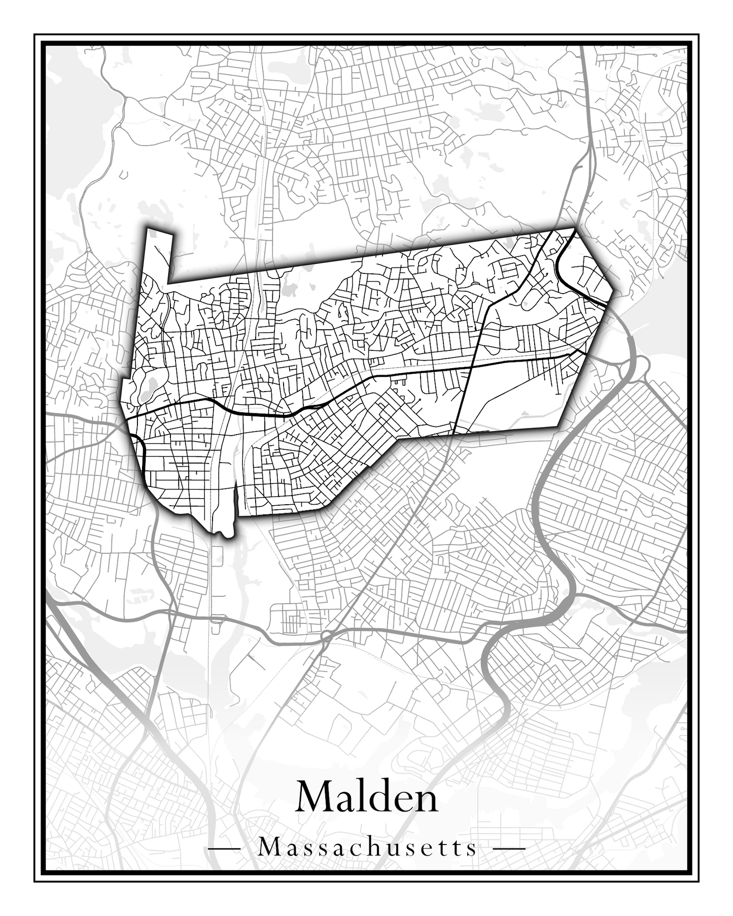 Massachusetts Towns - Street Map (Malden - Marblehead)