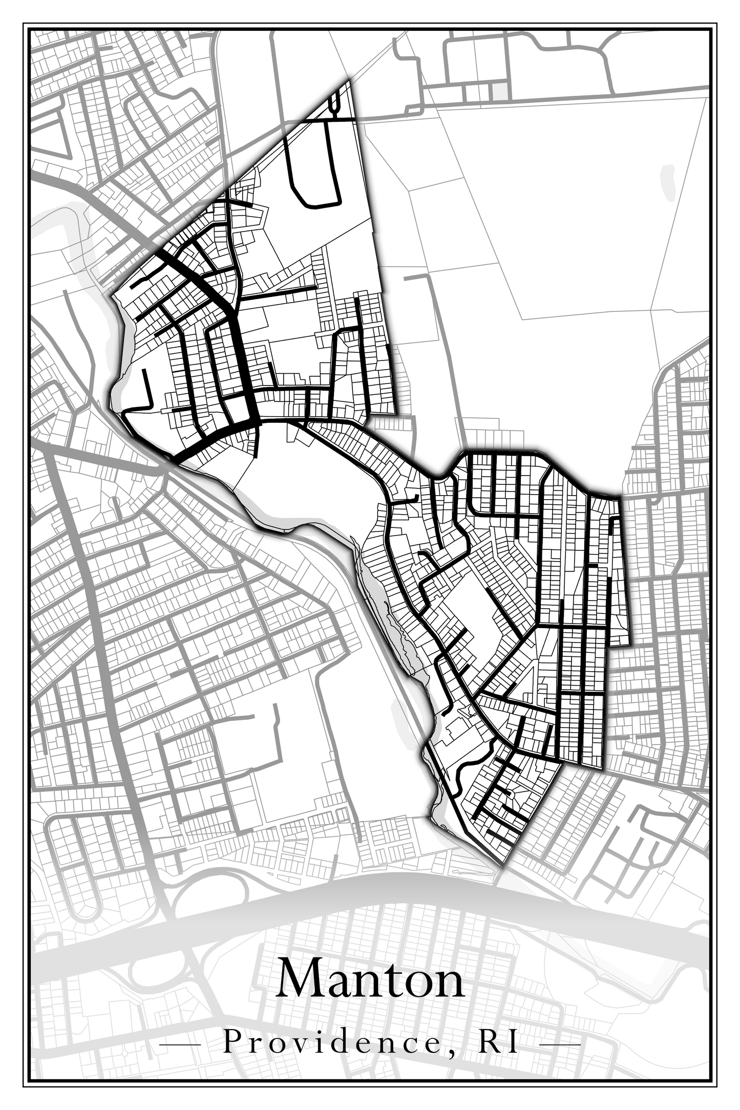 Providence Neighborhoods - Street Map (Hartford - Manton)