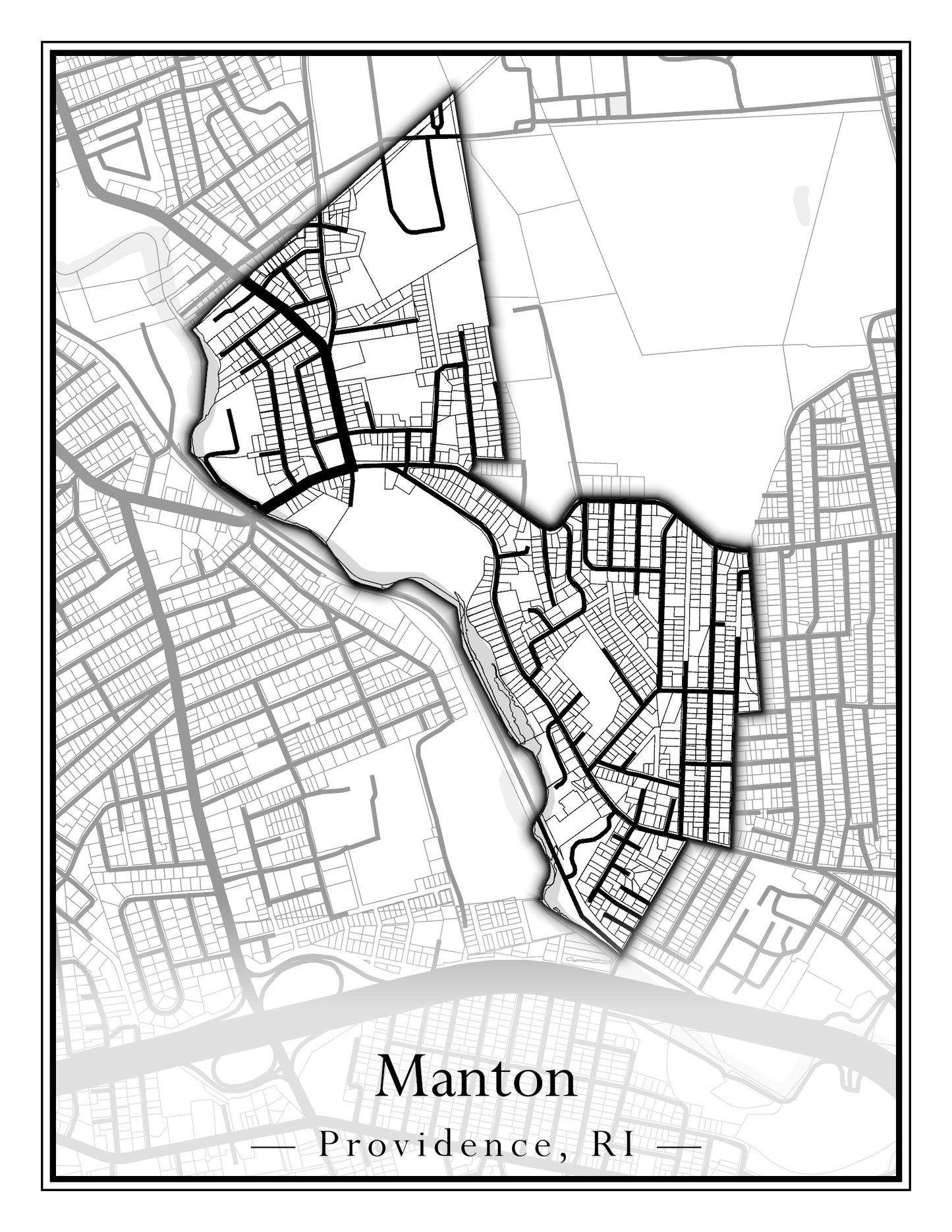 Providence Neighborhoods - Street Map (Hartford - Manton)