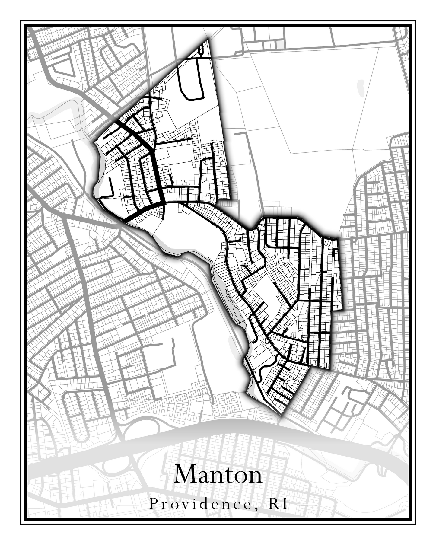 Providence Neighborhoods - Street Map (Hartford - Manton)