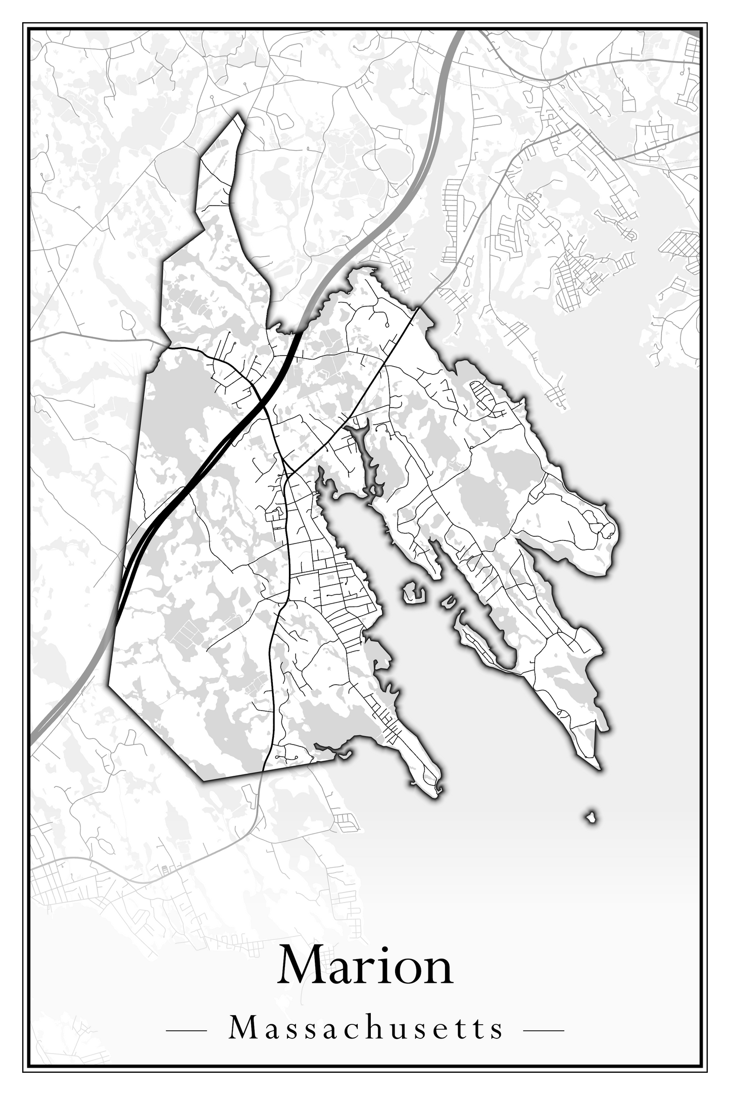 Massachusetts Towns - Street Map (Marion - Mashpee)