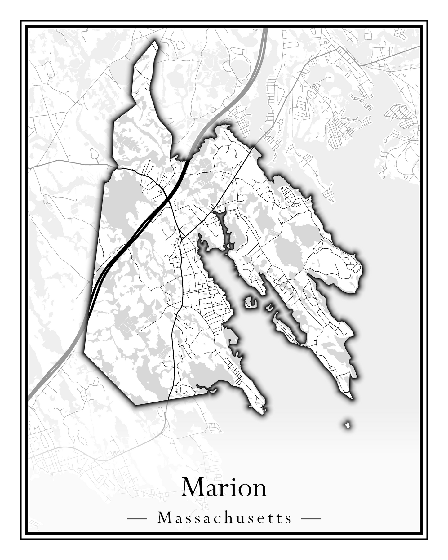 Massachusetts Towns - Street Map (Marion - Mashpee)