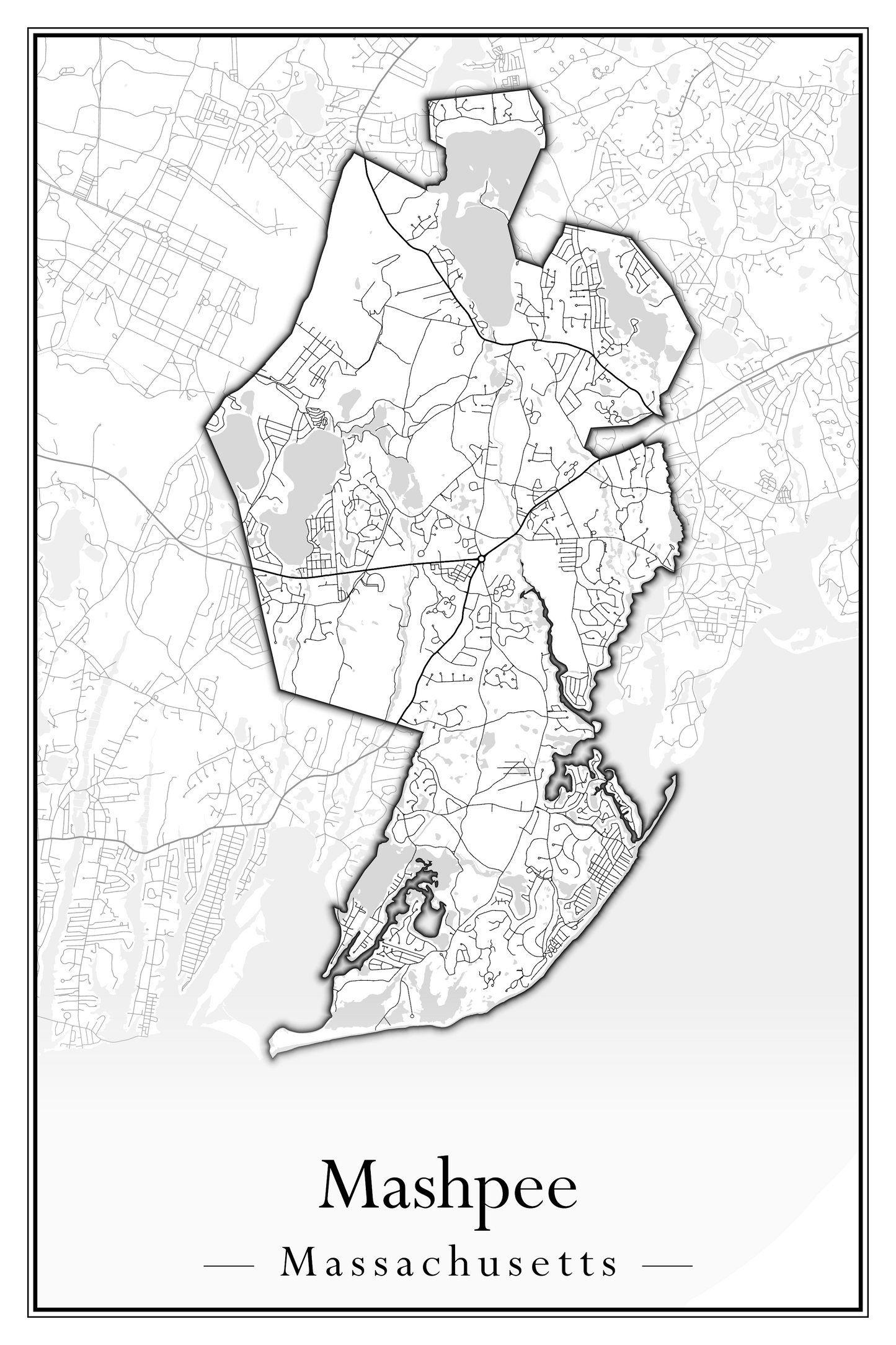 Massachusetts Towns - Street Map (Marion - Mashpee)