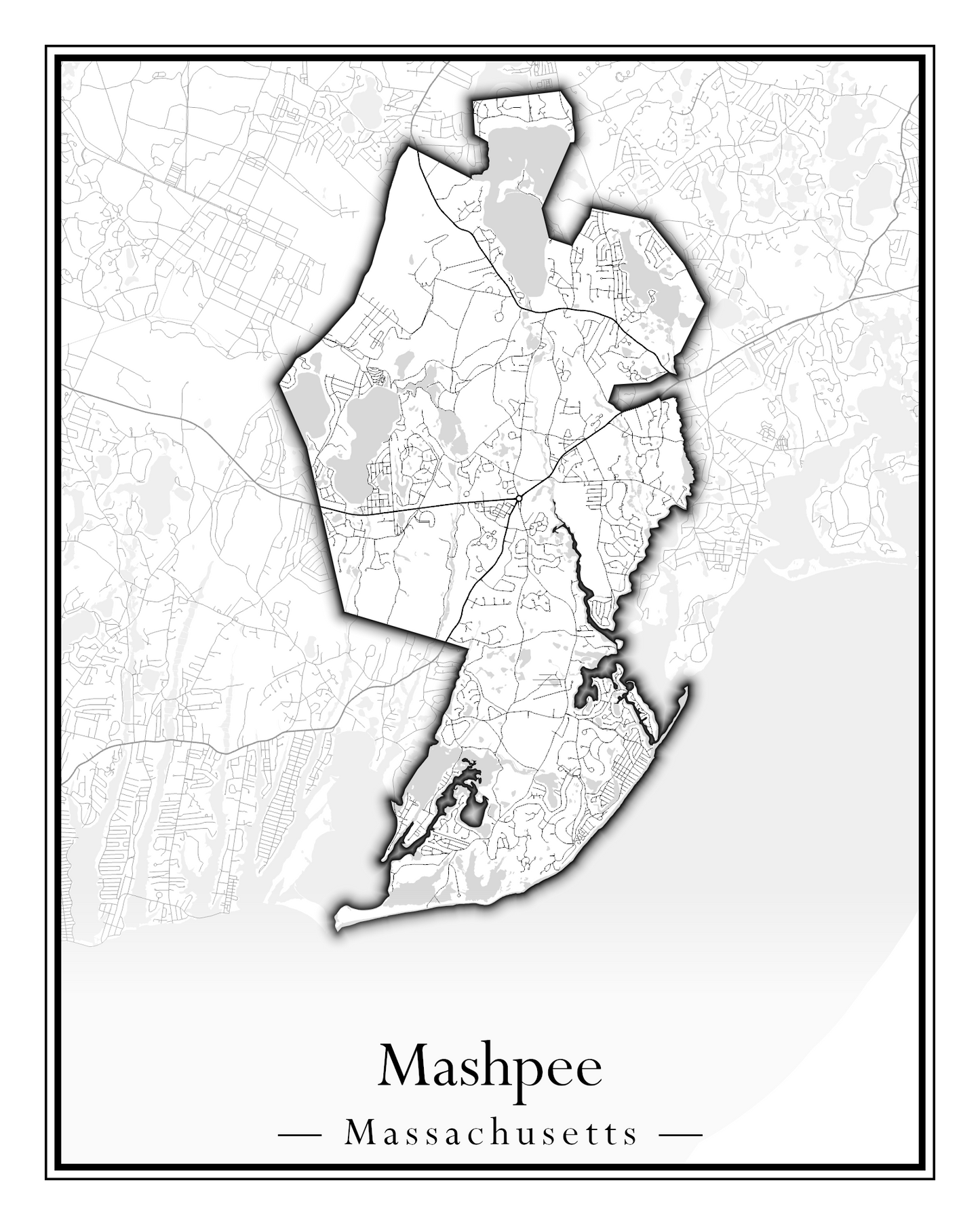 Massachusetts Towns - Street Map (Marion - Mashpee)