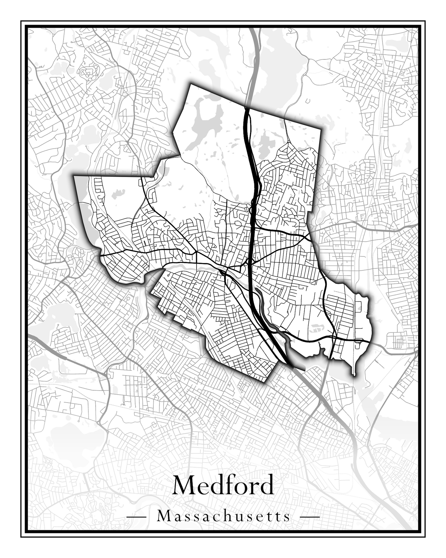 Massachusetts Towns - Street Map (Mattapoisett - Medford)