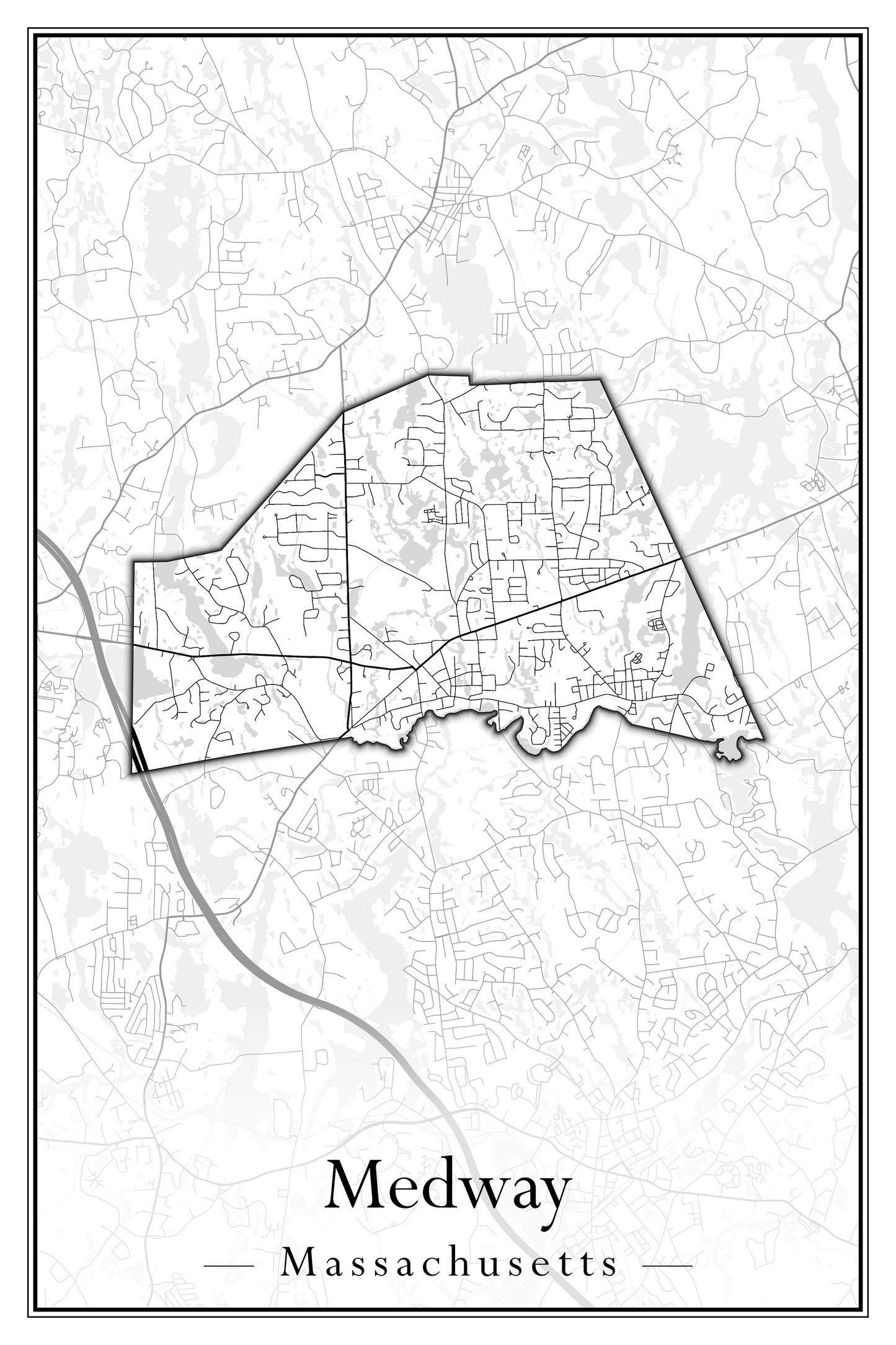 Massachusetts Towns - Street Map (Medway - Merrimac)