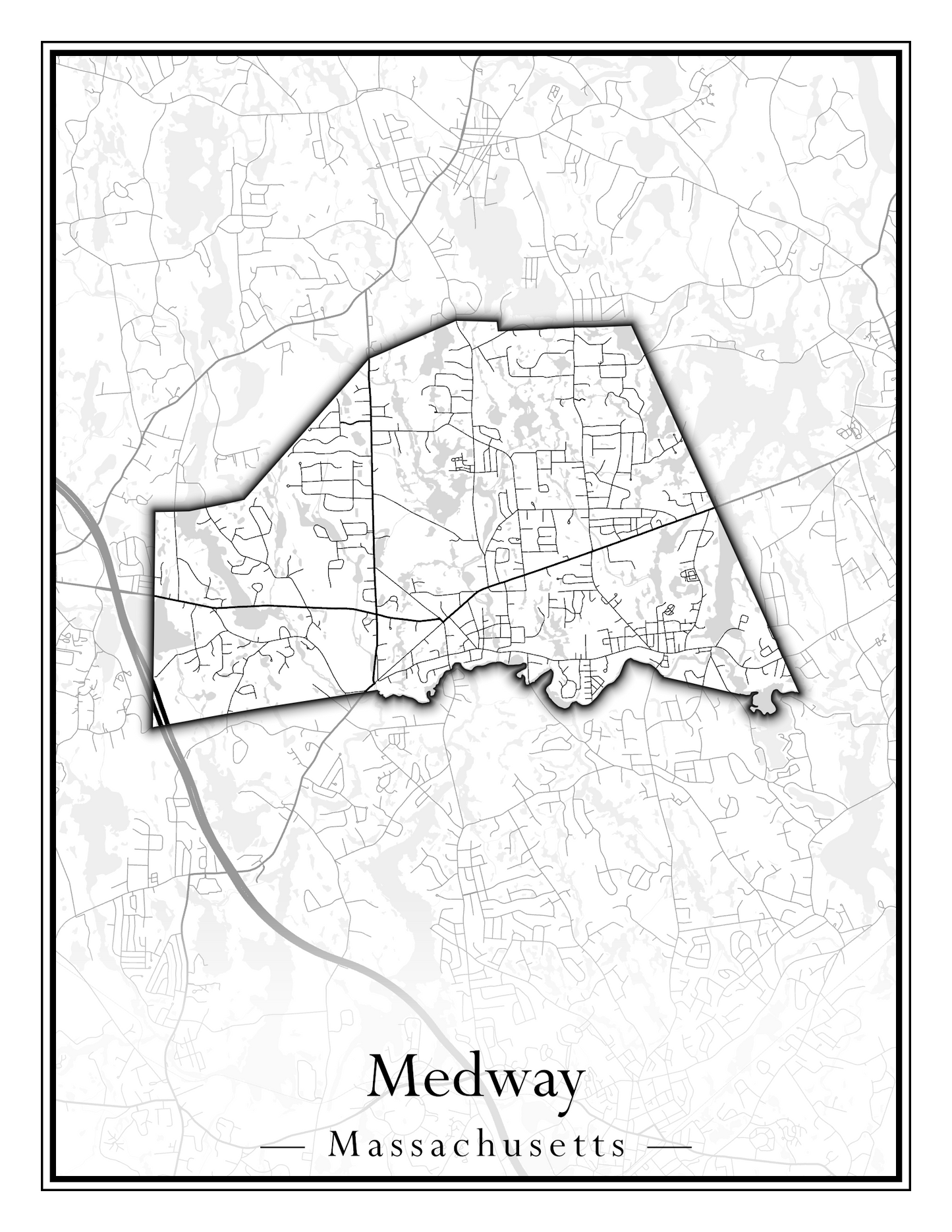 Massachusetts Towns - Street Map (Medway - Merrimac)