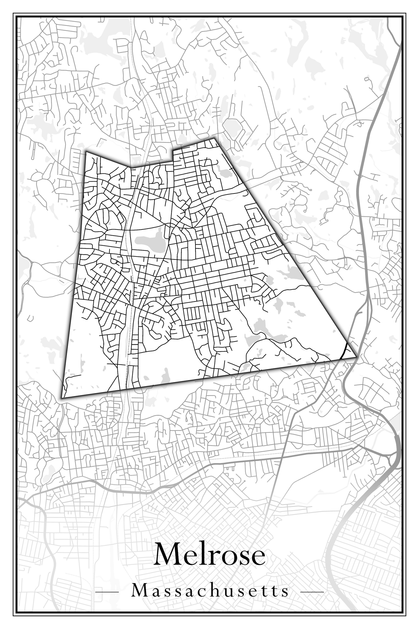 Massachusetts Towns - Street Map (Medway - Merrimac)