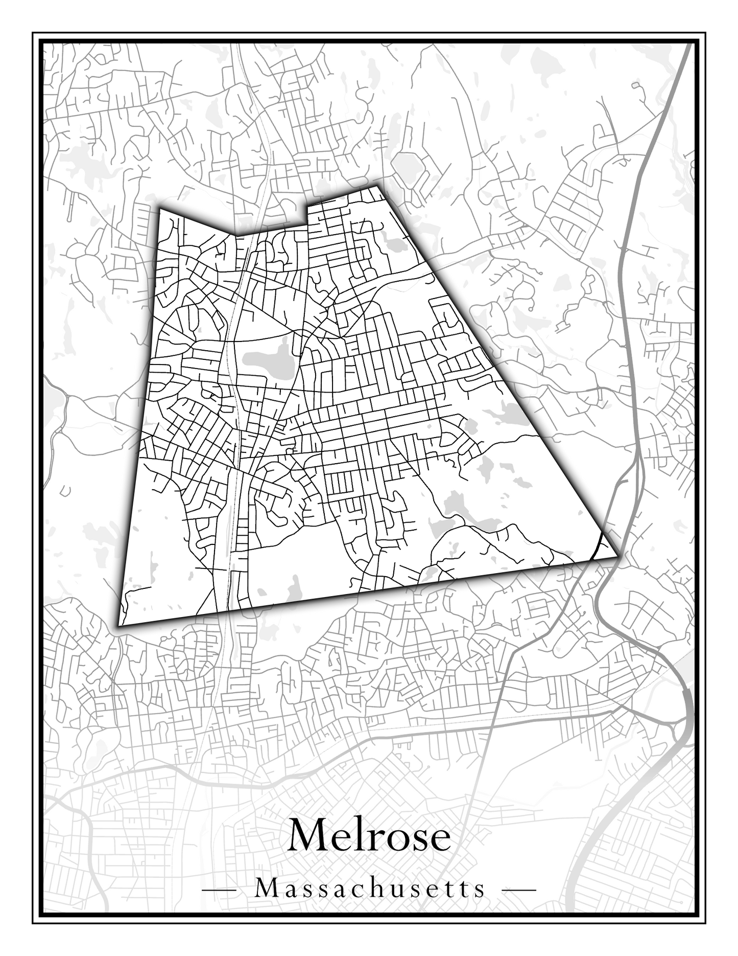 Massachusetts Towns - Street Map (Medway - Merrimac)