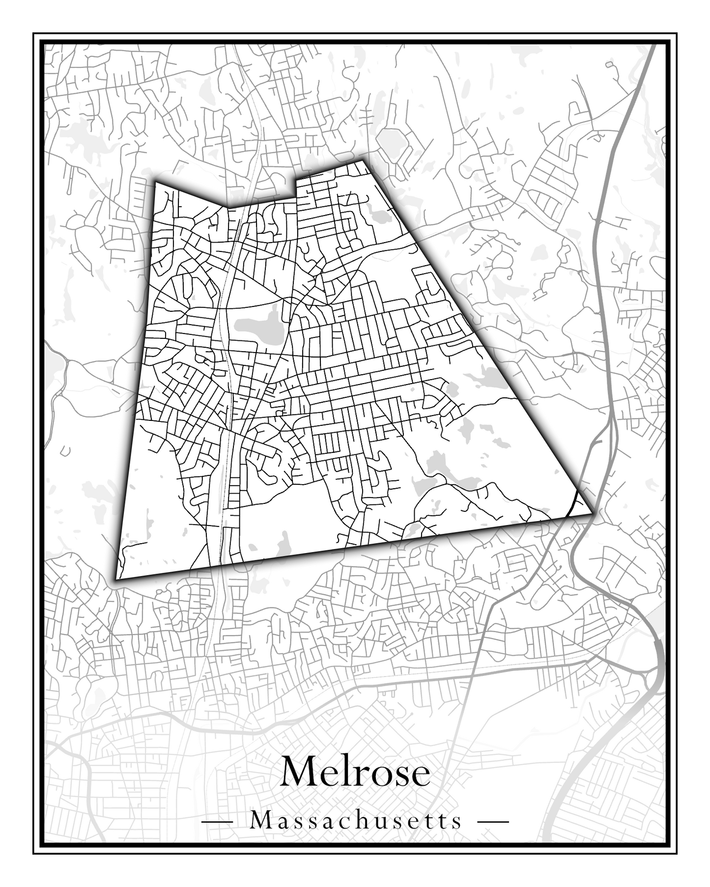 Massachusetts Towns - Street Map (Medway - Merrimac)