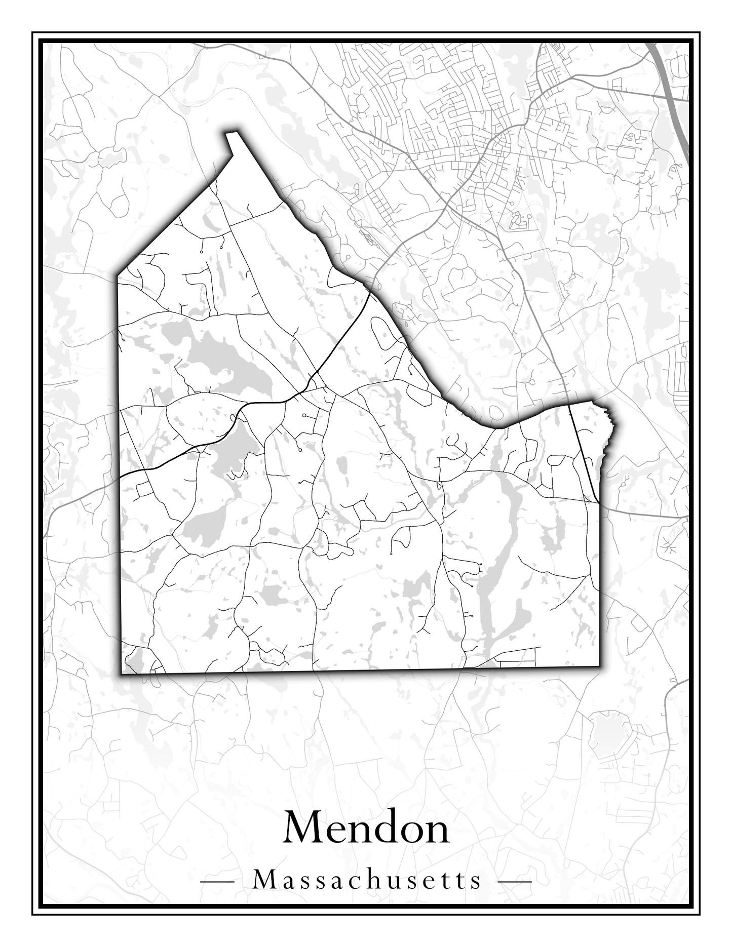 Massachusetts Towns - Street Map (Medway - Merrimac)