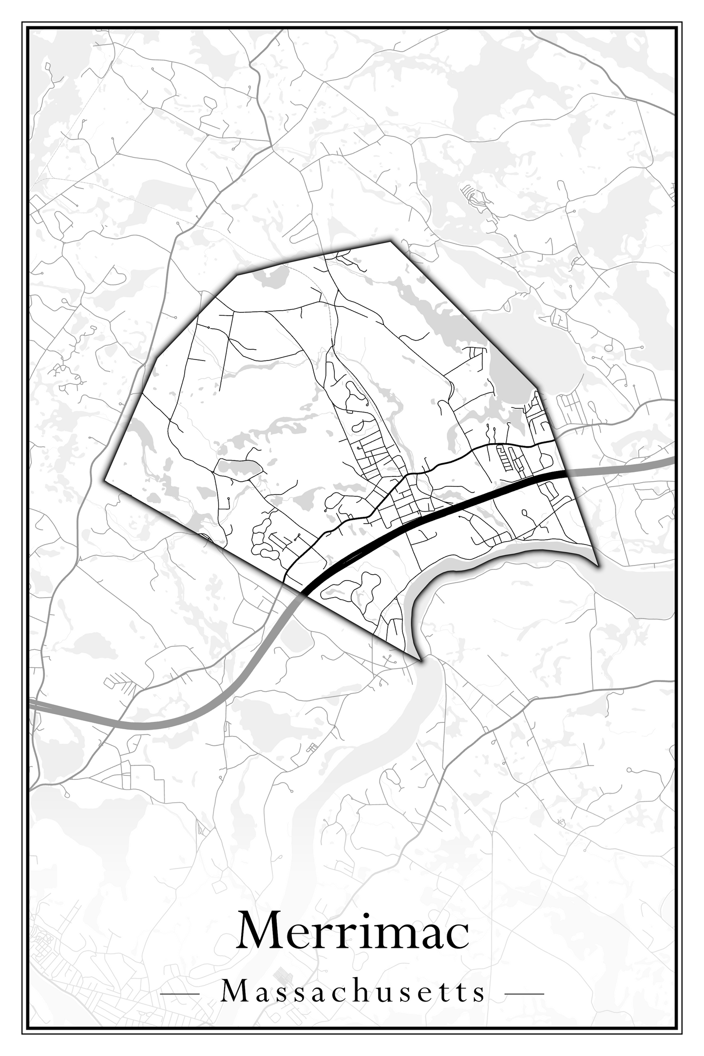 Massachusetts Towns - Street Map (Medway - Merrimac)