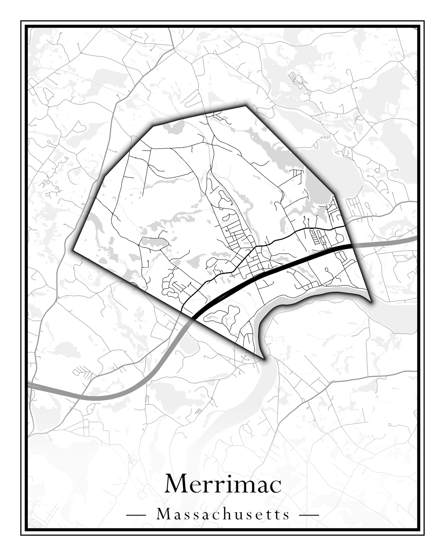 Massachusetts Towns - Street Map (Medway - Merrimac)