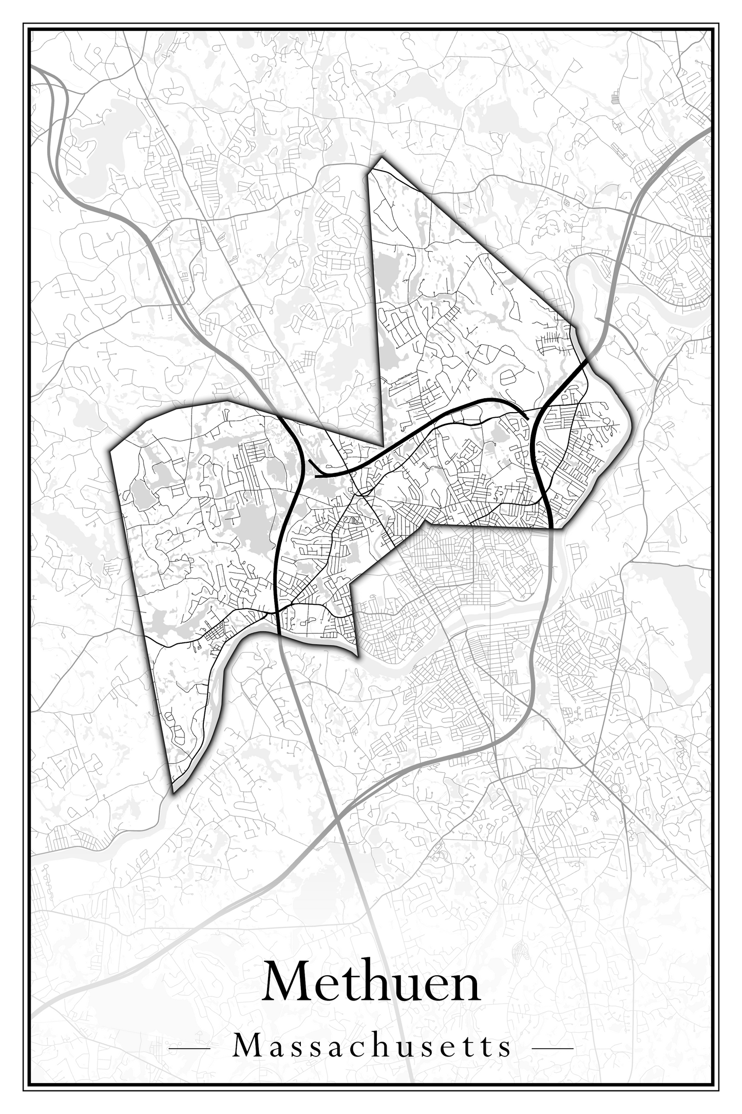 Massachusetts Towns - Street Map (Methuen - Middleton)