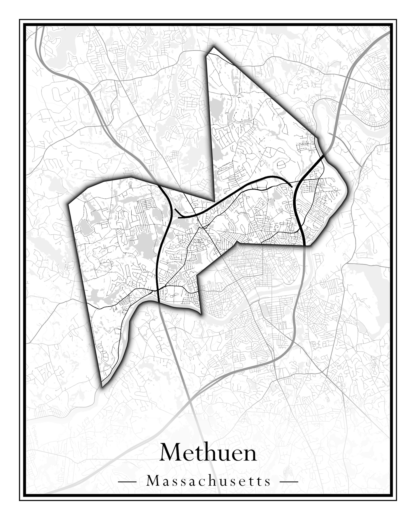 Massachusetts Towns - Street Map (Methuen - Middleton)