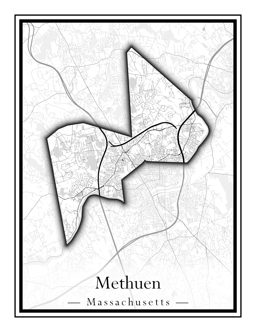 Massachusetts Towns - Street Map (Methuen - Middleton)