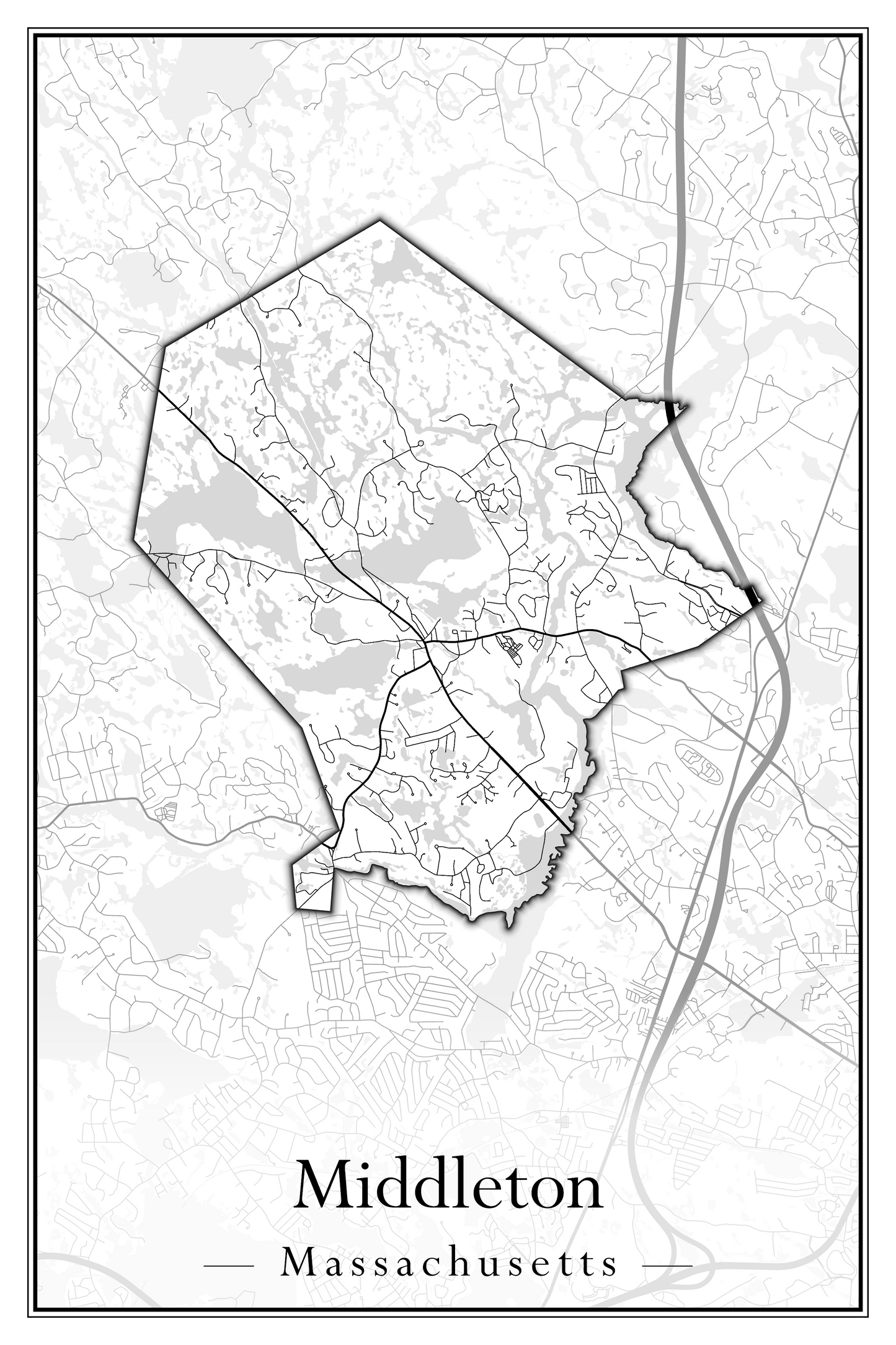 Massachusetts Towns - Street Map (Methuen - Middleton)