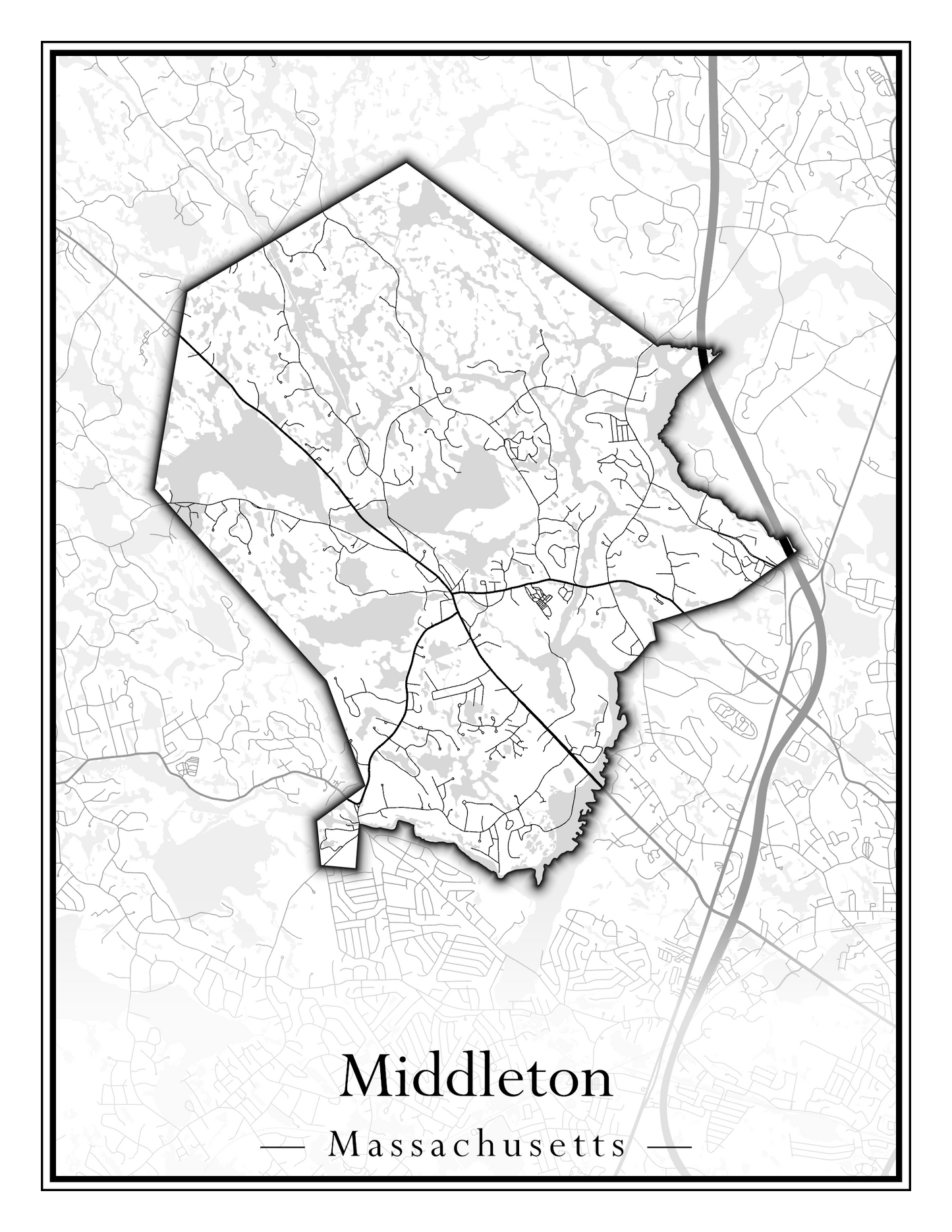 Massachusetts Towns - Street Map (Methuen - Middleton)