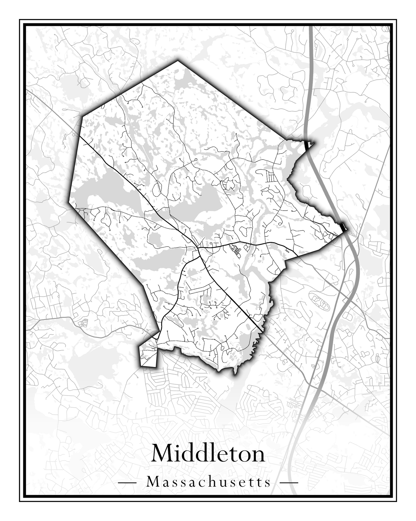 Massachusetts Towns - Street Map (Methuen - Middleton)