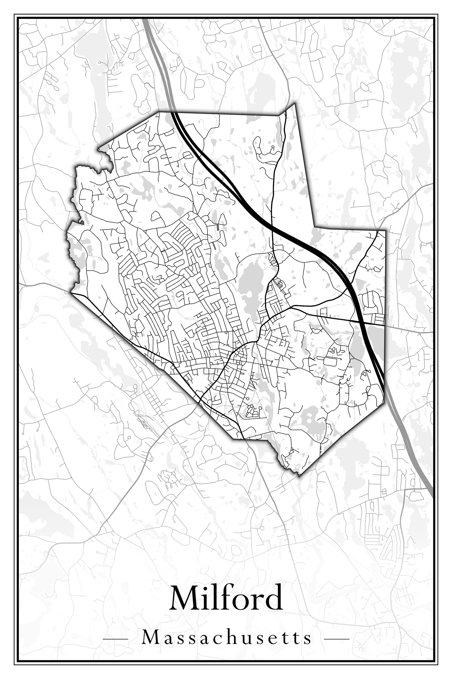 Massachusetts Towns - Street Map (Milford - Millville)