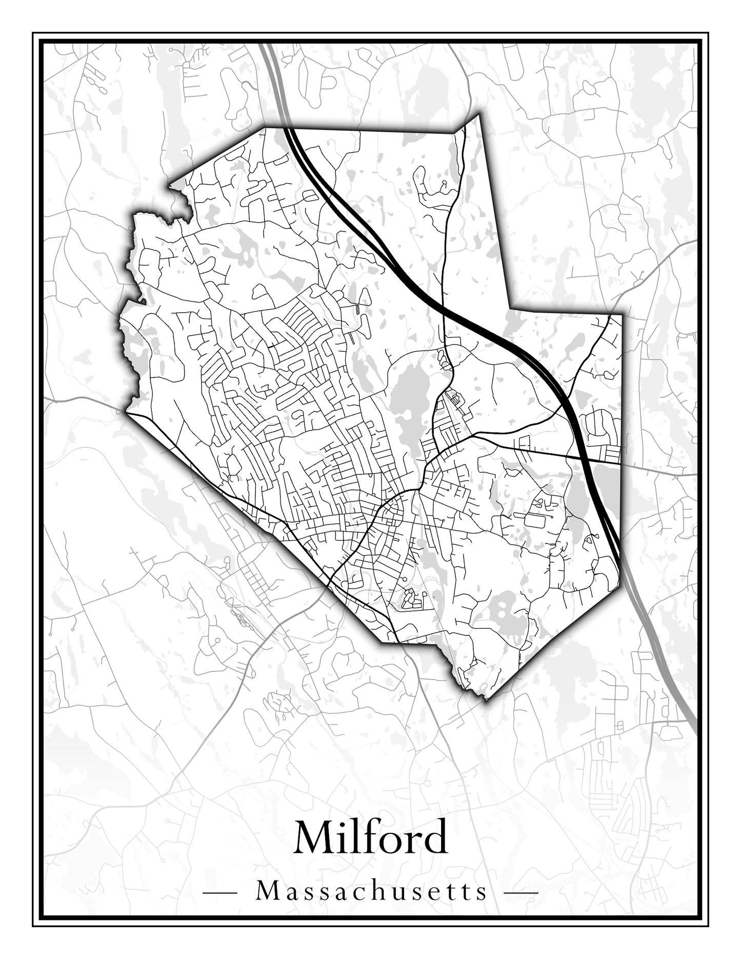 Massachusetts Towns - Street Map (Milford - Millville)