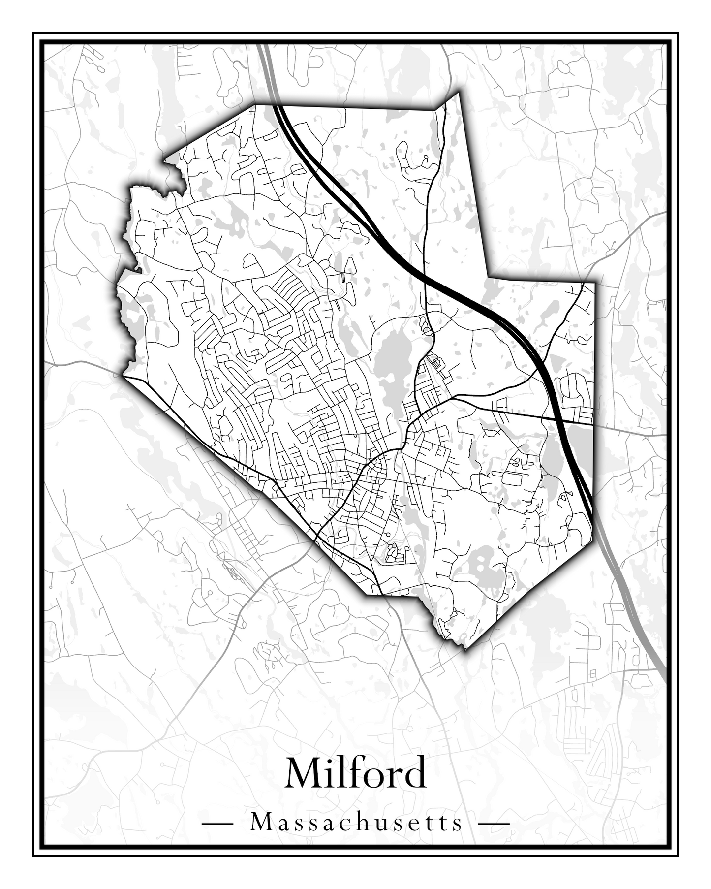 Massachusetts Towns - Street Map (Milford - Millville)